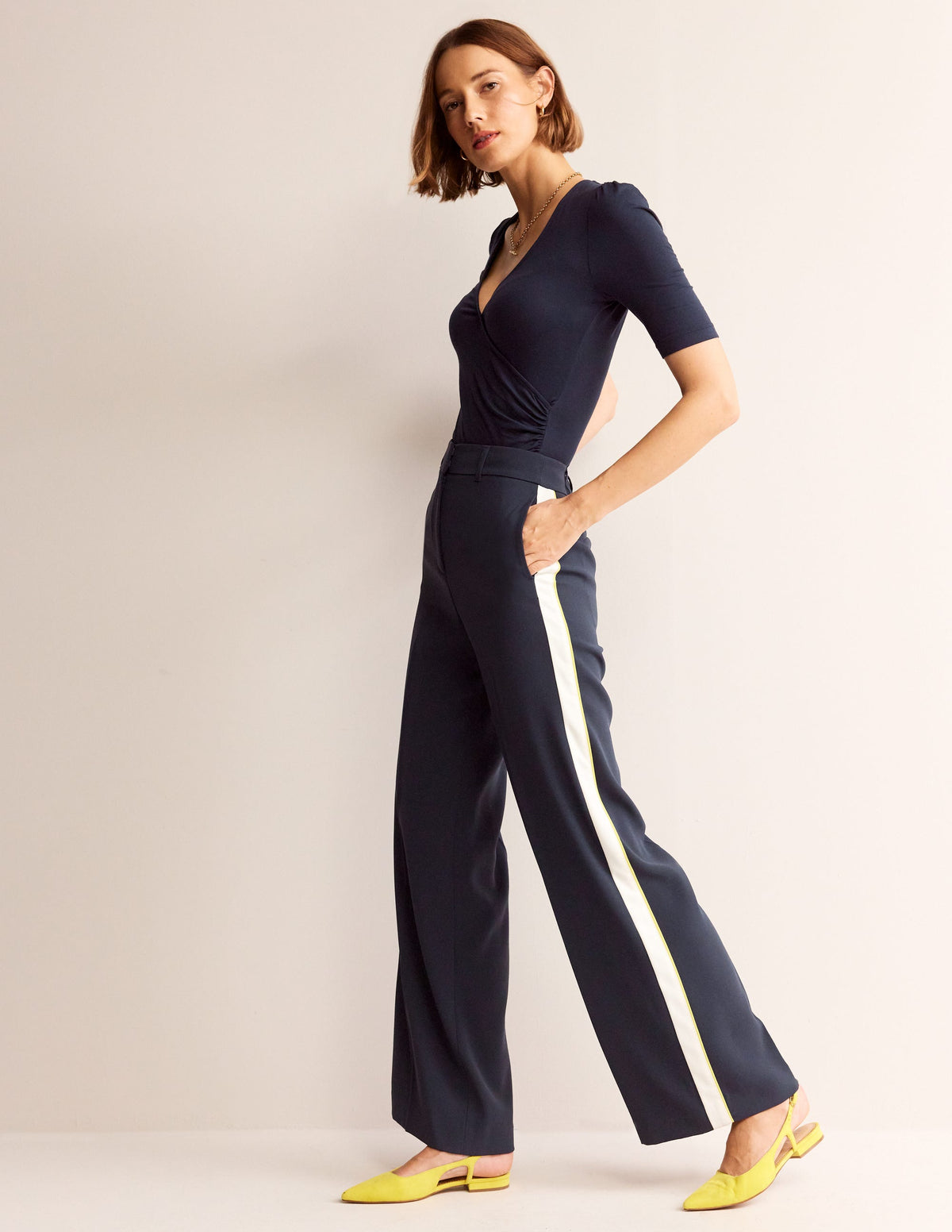 Wrap Front Jersey Top-Navy-4