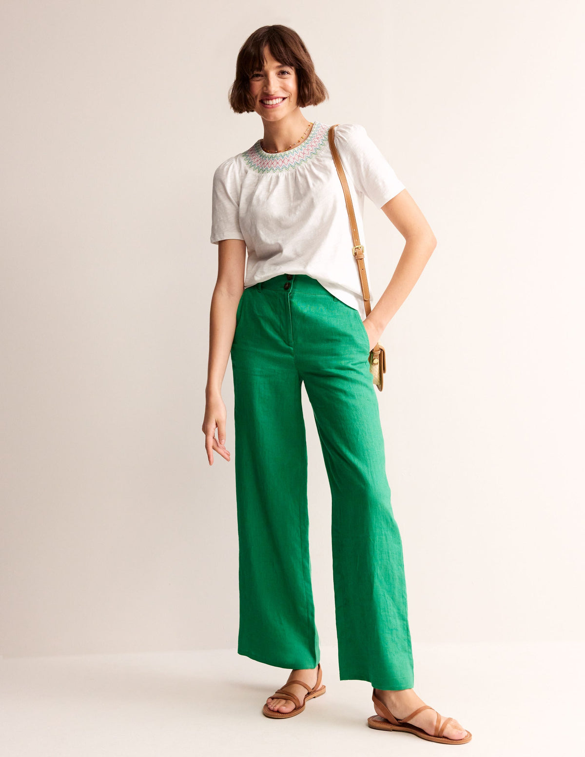Smock Neck Puff Sleeve Top-White - Image 4