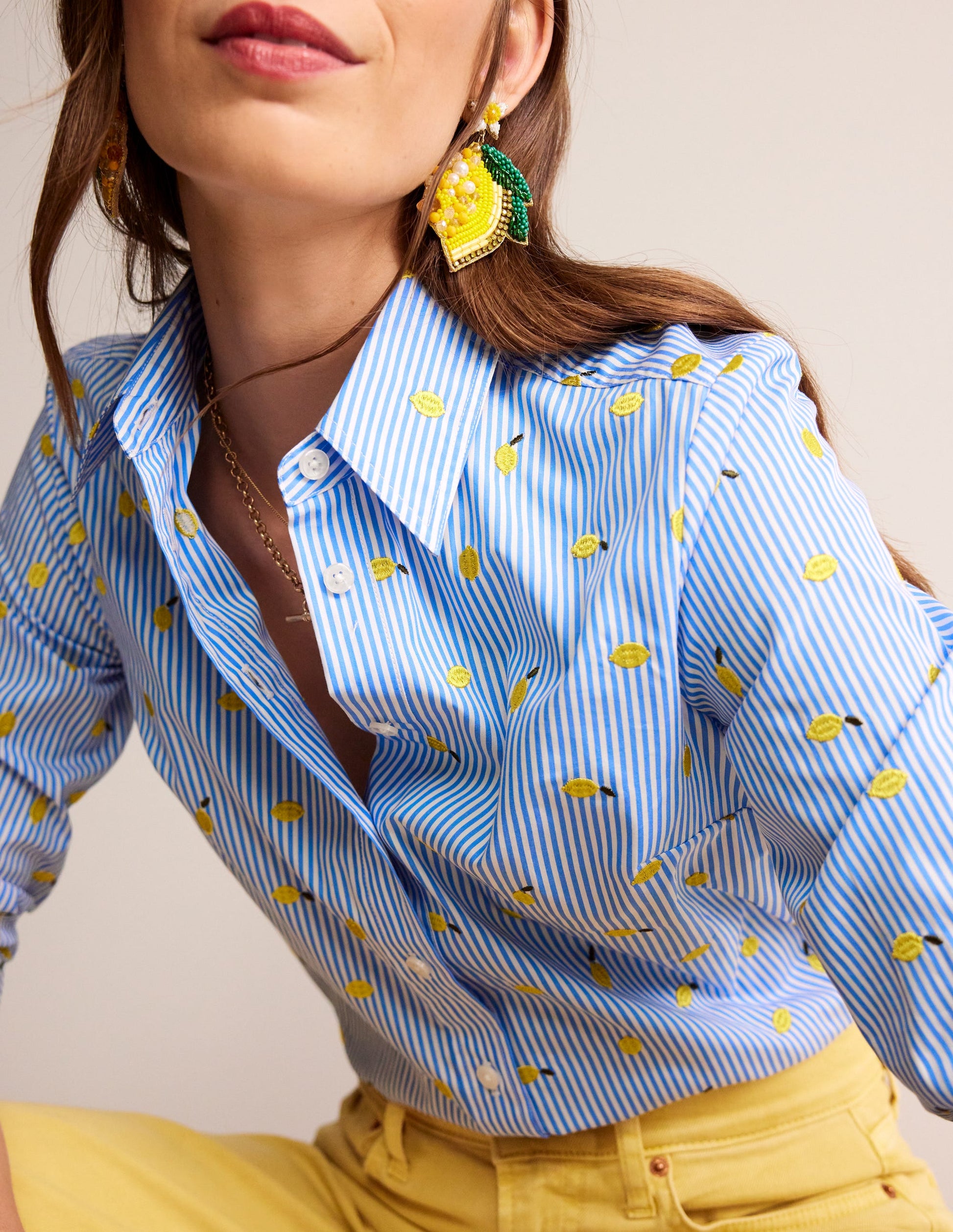 Sienna Embroidered Shirt-Passion Fruit, Lemons-2