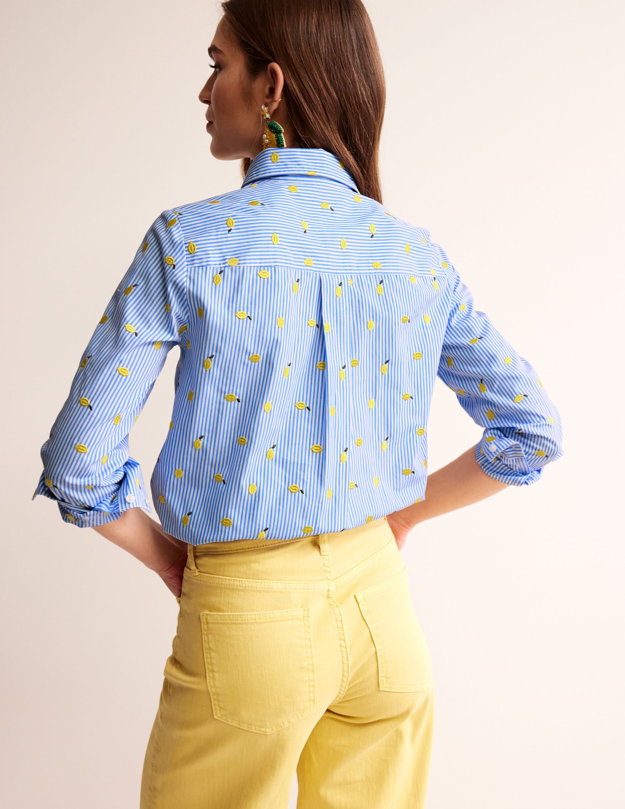 Sienna Embroidered Shirt-Passion Fruit, Lemons - Image 3
