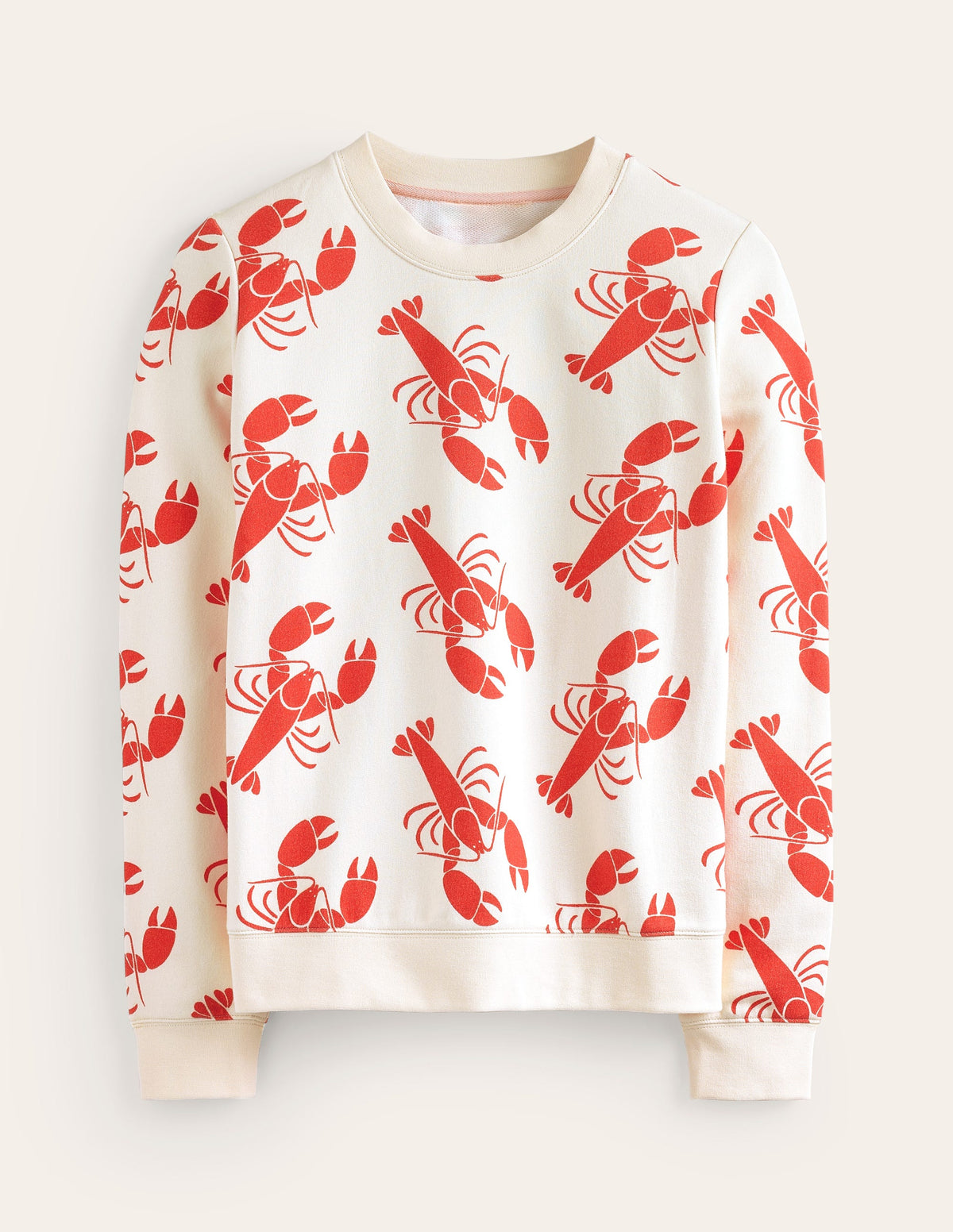Hannah Printed Sweatshirt-Ivory, Lobster-6