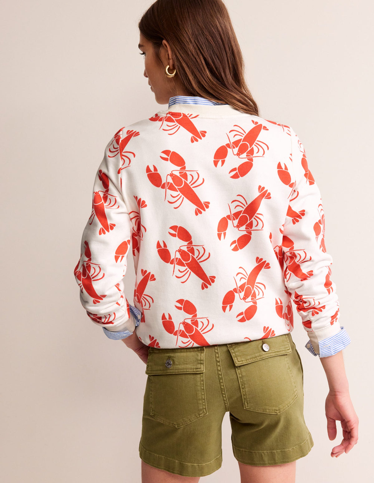 Hannah Printed Sweatshirt-Ivory, Lobster-3