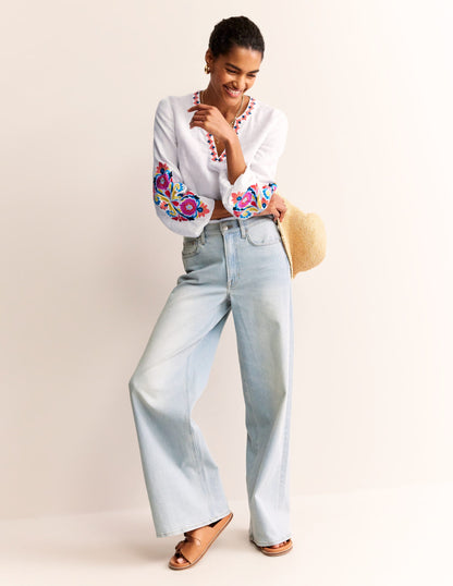 Bonnie Linen Top-White, Multi Floral-6