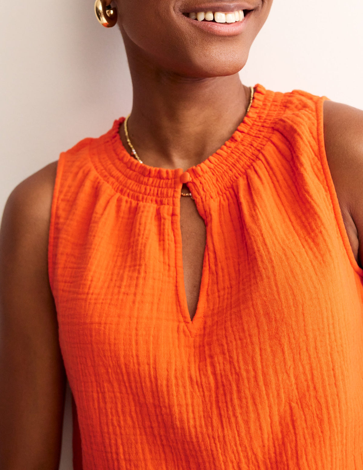 Georgia Double Cloth Top-Mandarin Orange-2