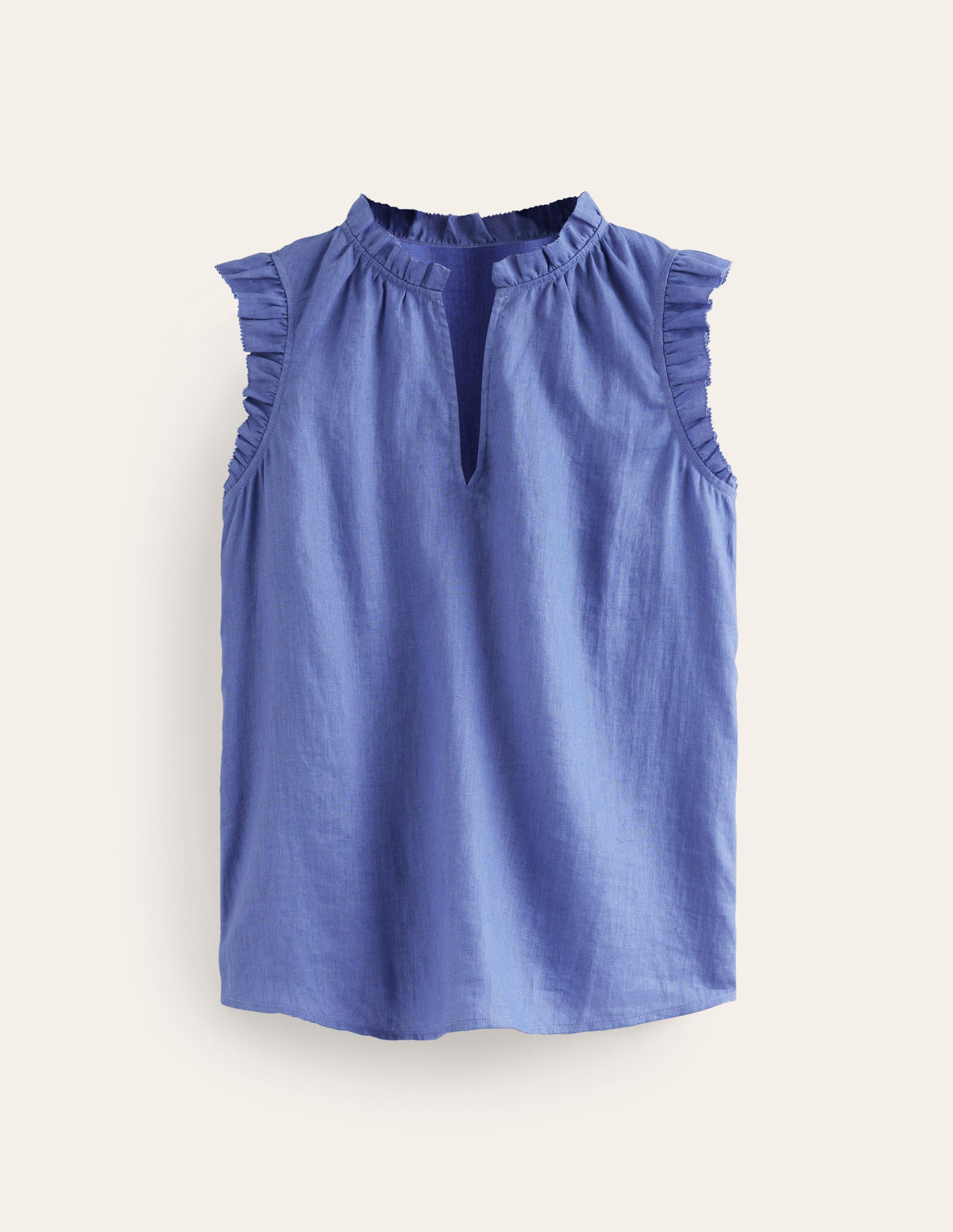 Frill Sleeve Linen Notch Top-Ebb & Flow-5