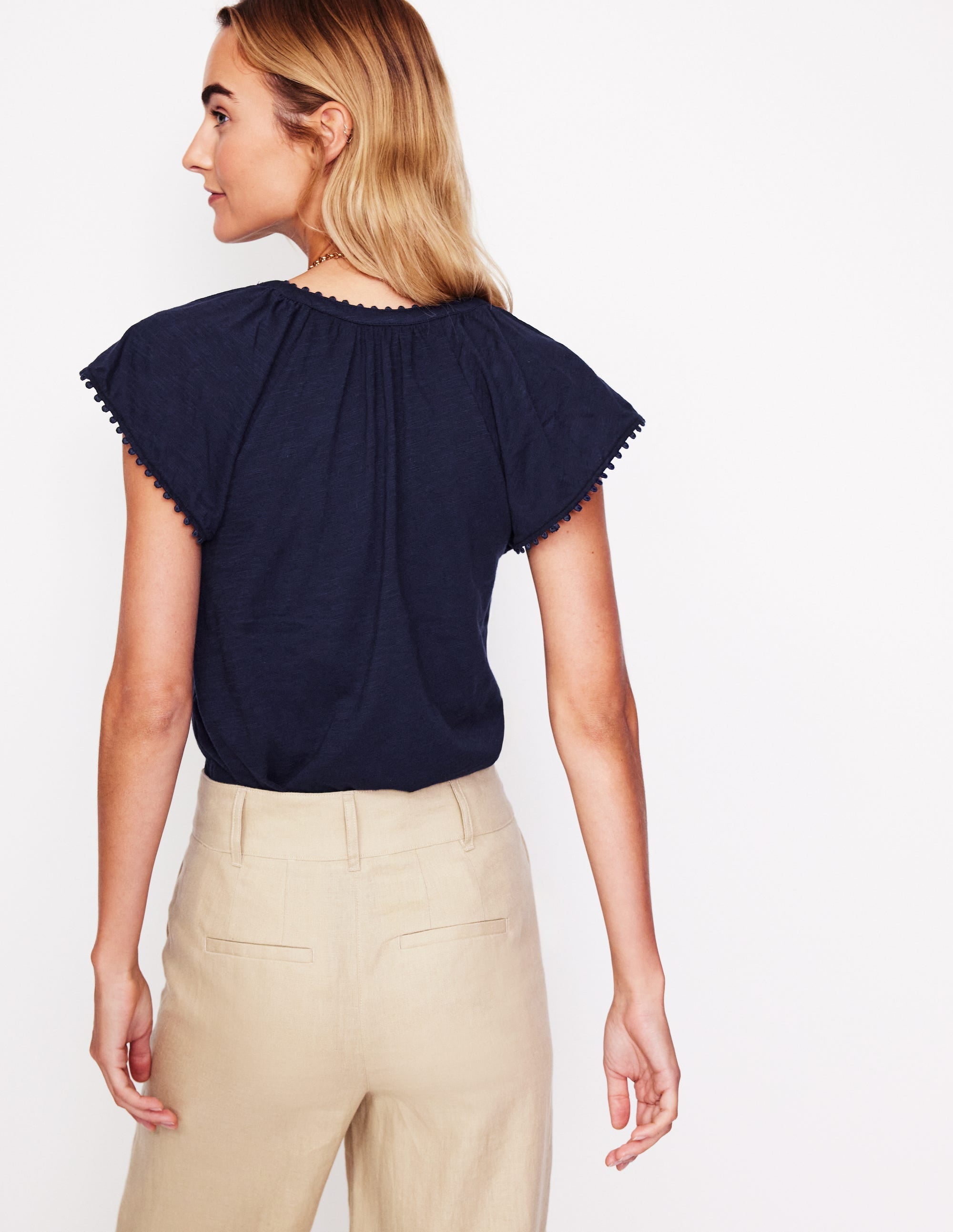 Millie Trim Detail Top-Navy - Image 3