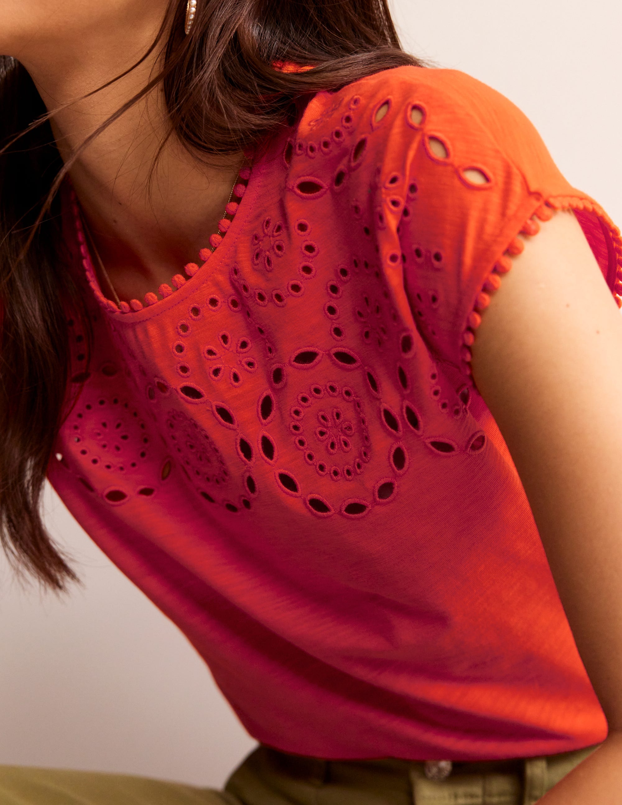 Sasha Broderie T-Shirt-Mandarin Orange - Image 2