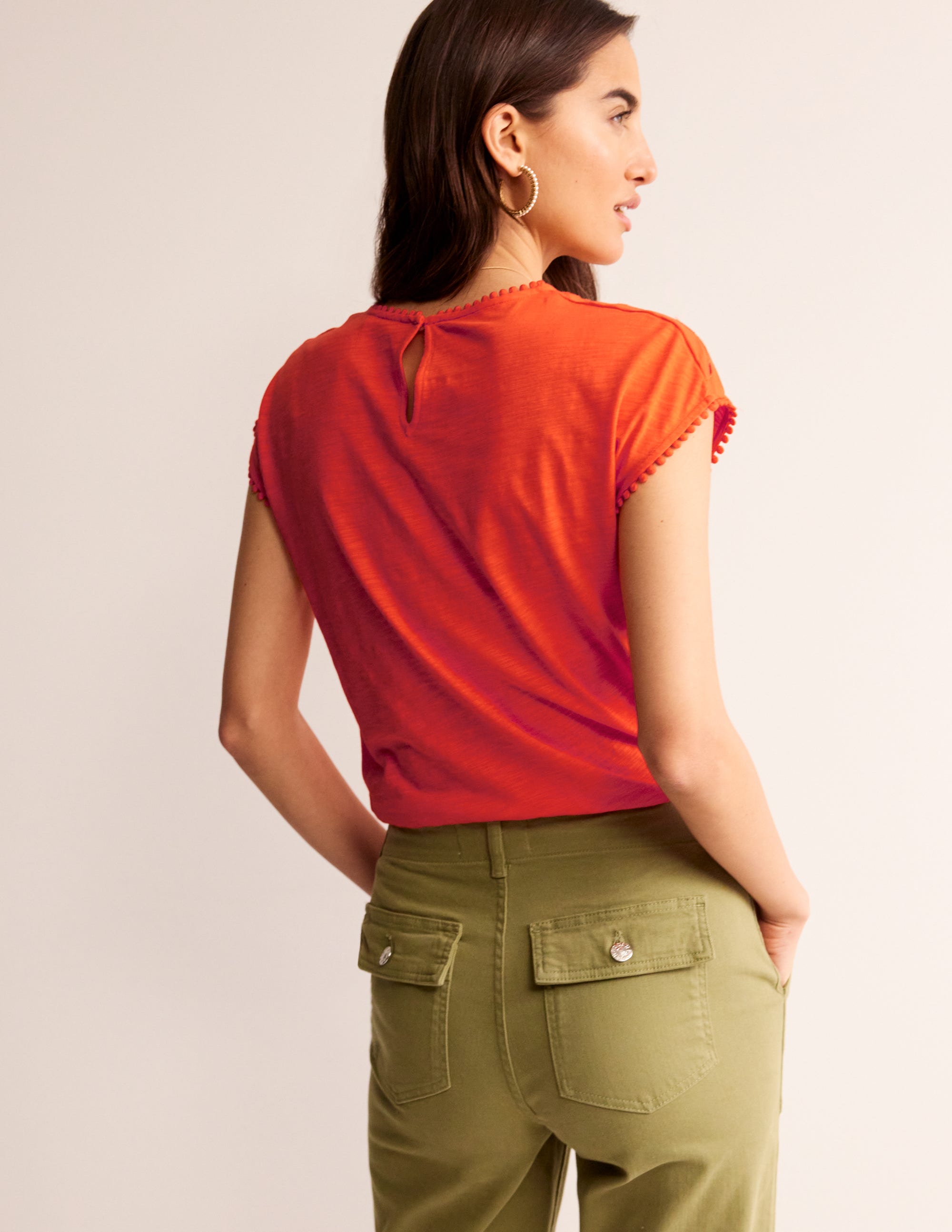 Sasha Broderie T-Shirt-Mandarin Orange - Image 3