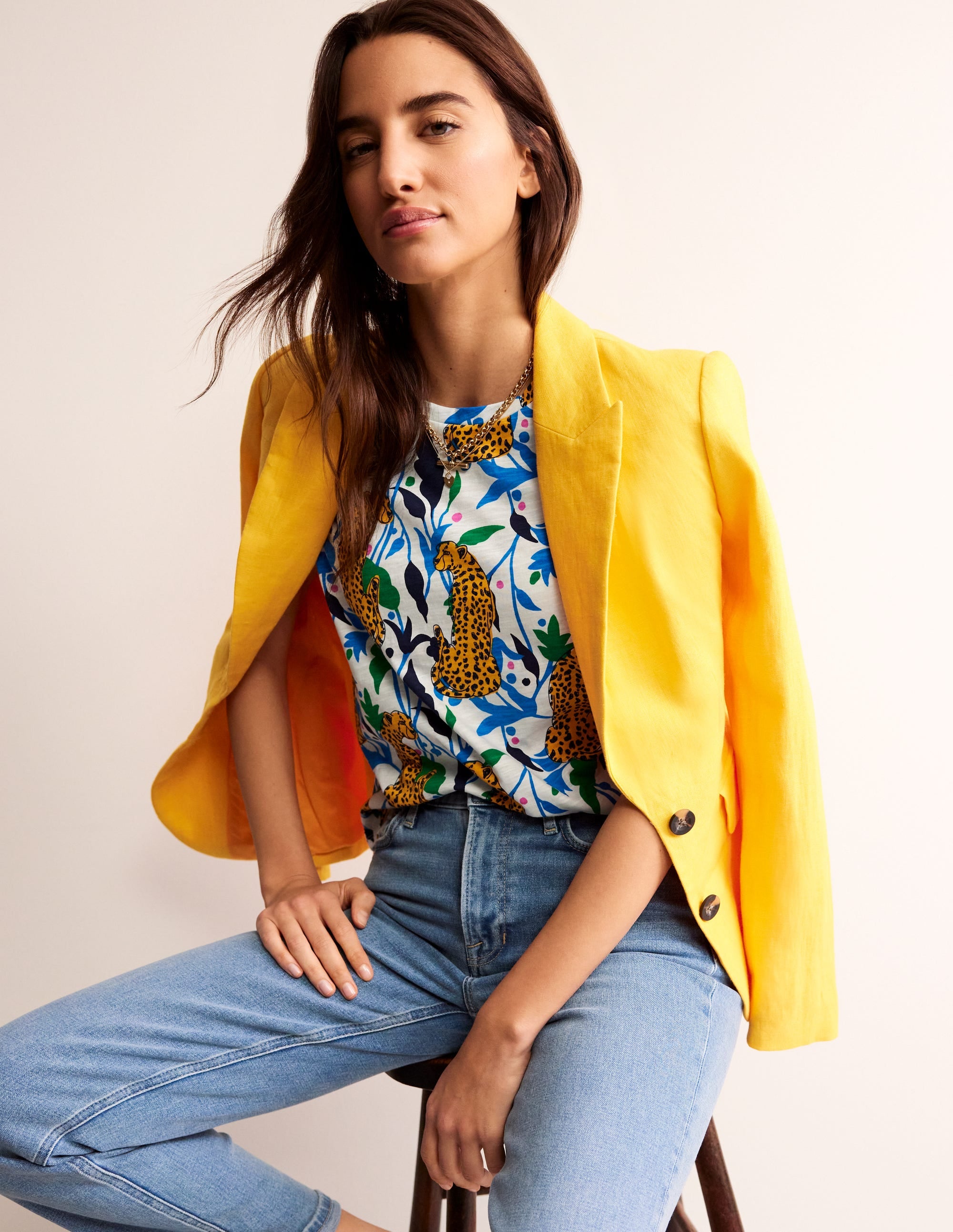 Louisa Printed Slub T-Shirt-Multi, Leopard Vine - Image 1