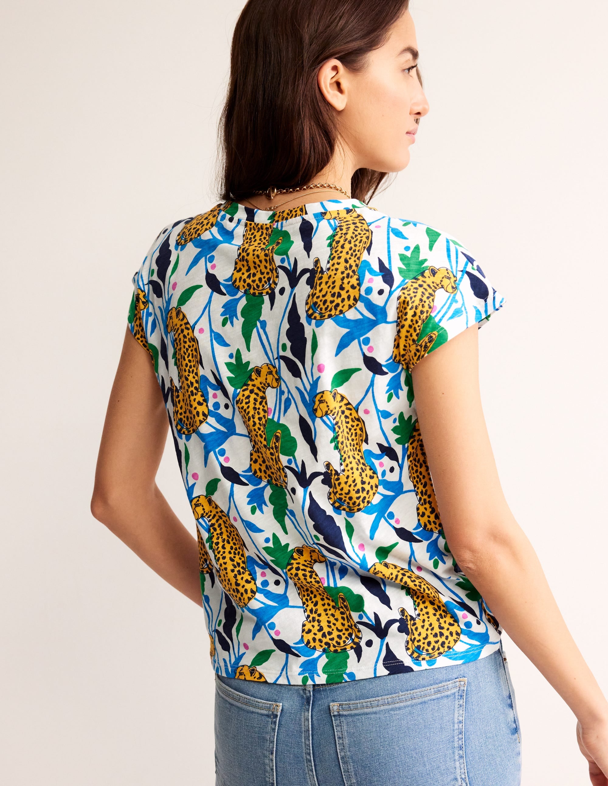 Louisa Printed Slub T-Shirt-Multi, Leopard Vine - Image 4