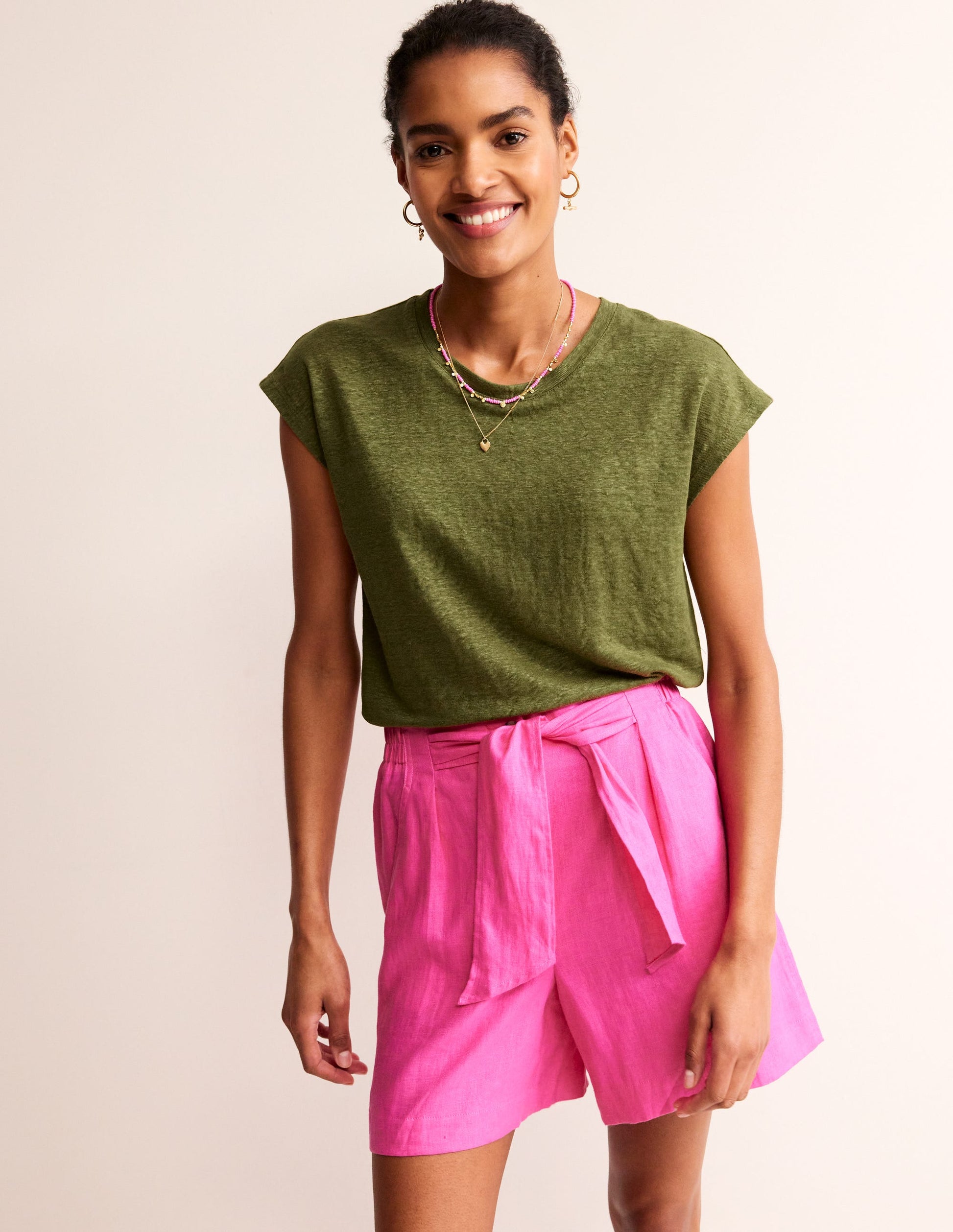 Louisa Crew Neck Linen T-shirt-Mayfly-4