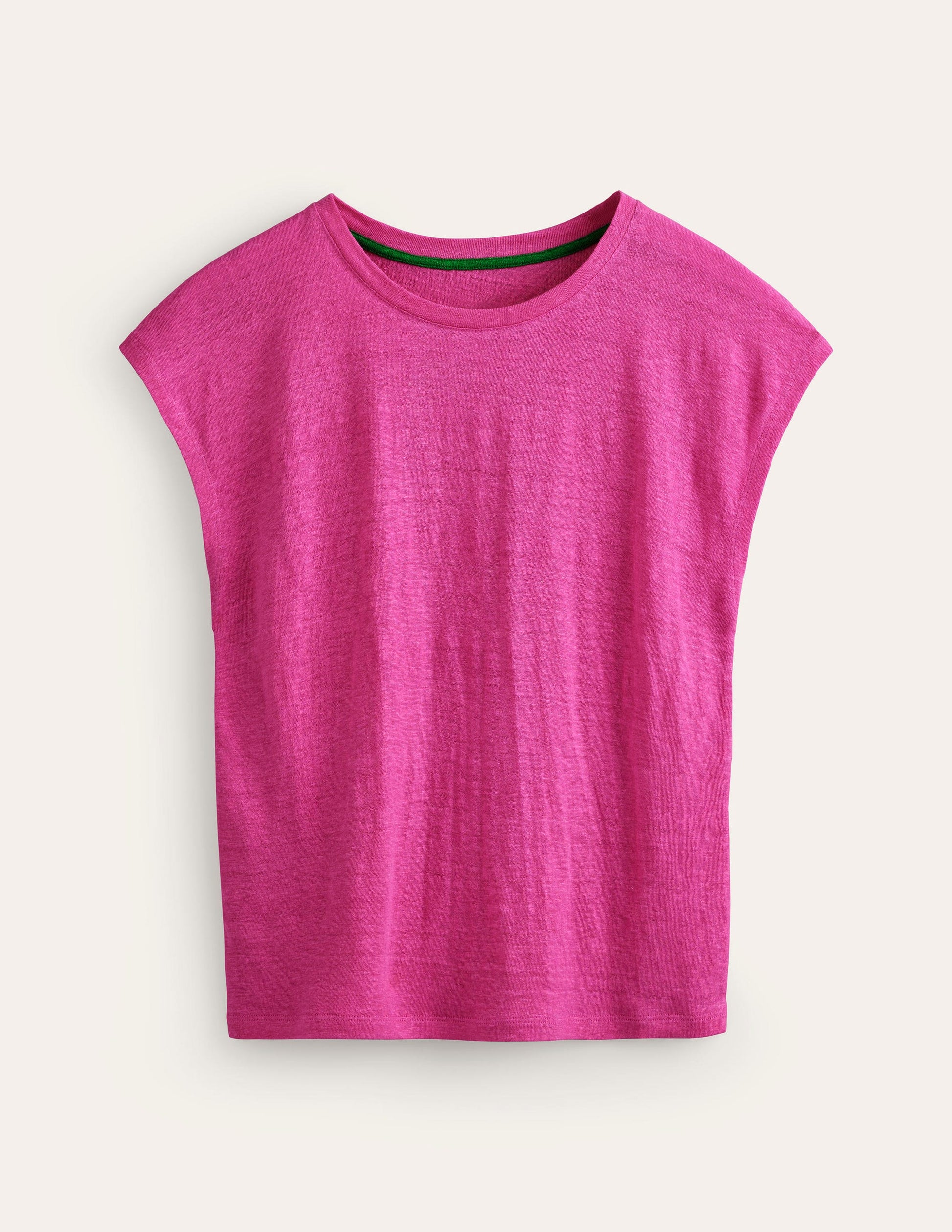 Louisa Crew Neck Linen T-shirt-Sangria Sunset-5
