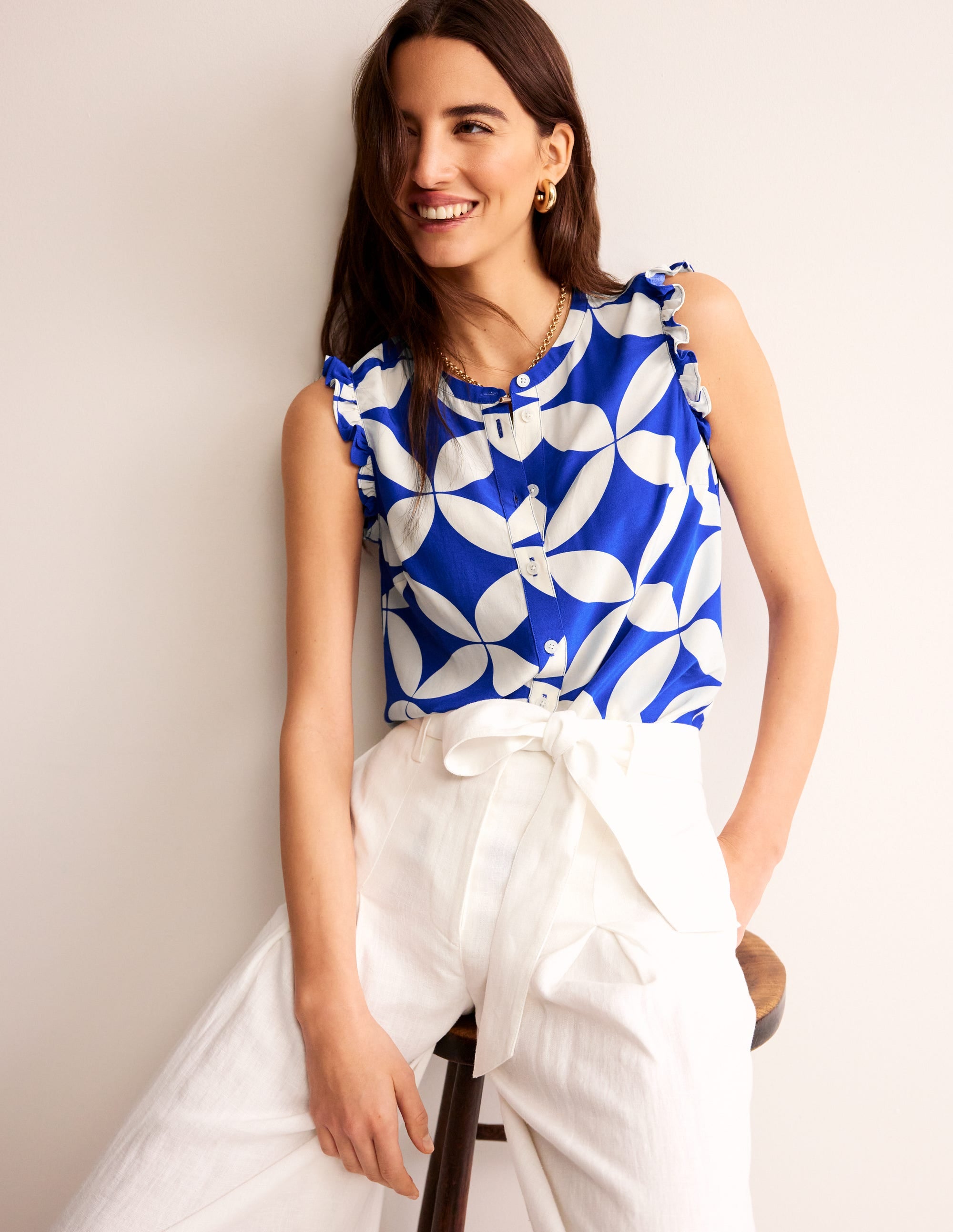 Alicia Button Down Top-Surf the Web. Diamond Terrace - Image 1
