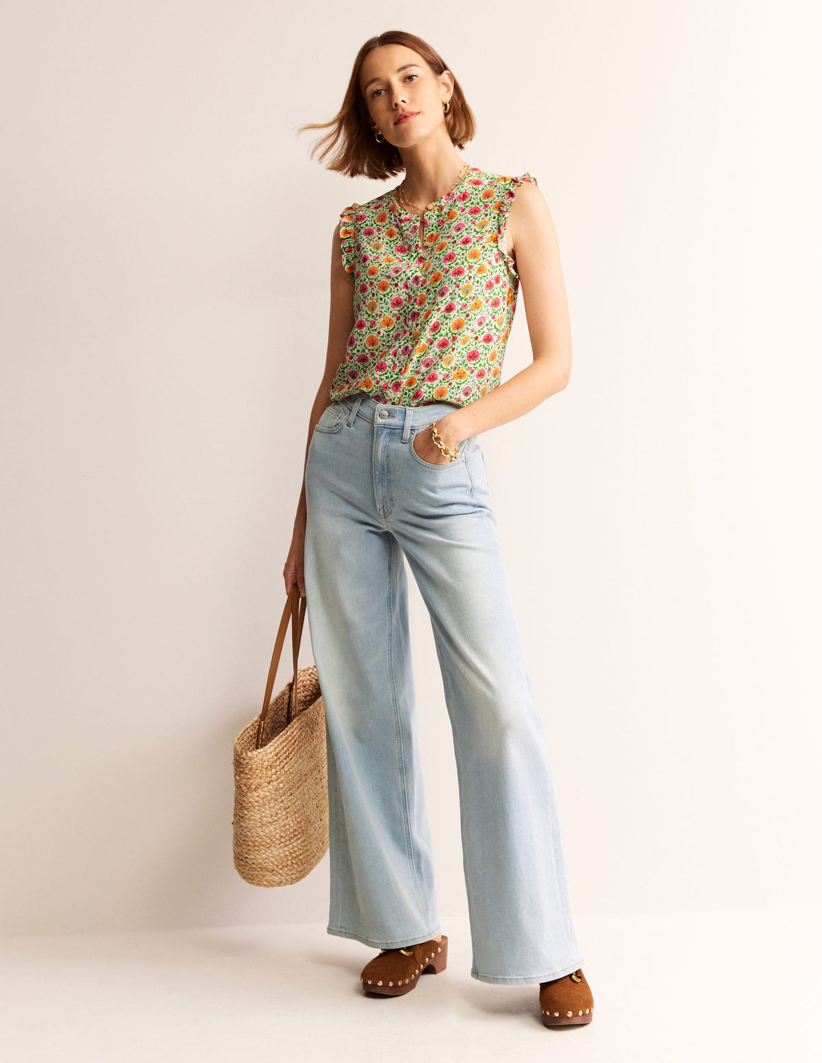 Alicia Button Down Top-Green, Enchanting Bloom - Image 4