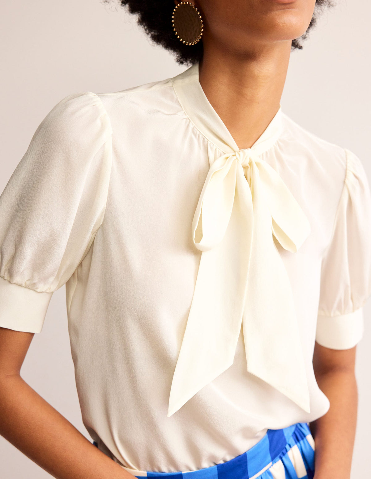 Pussy-Bow Silk Blouse-Ivory - Image 2