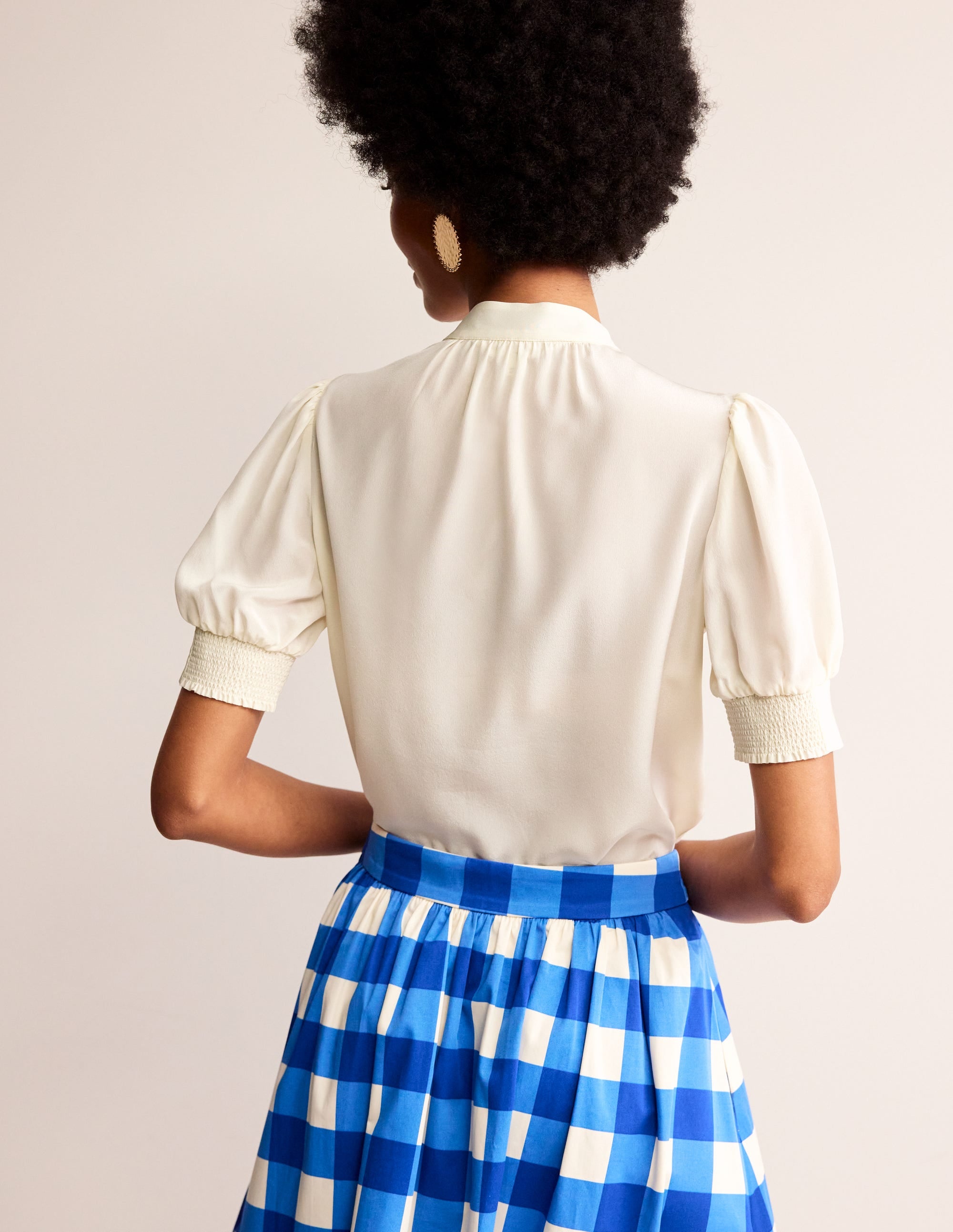 Pussy-Bow Silk Blouse-Ivory - Image 3