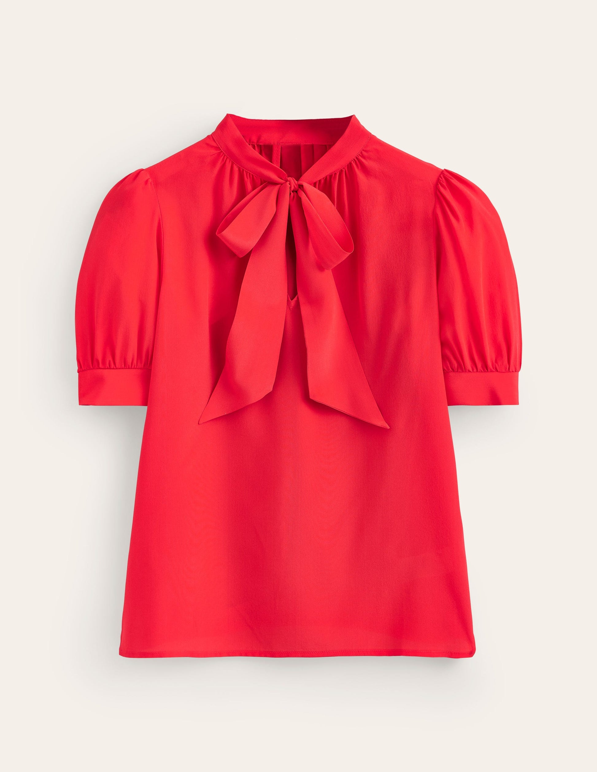 Pussy-Bow Silk Blouse-Flame Scarlet-6