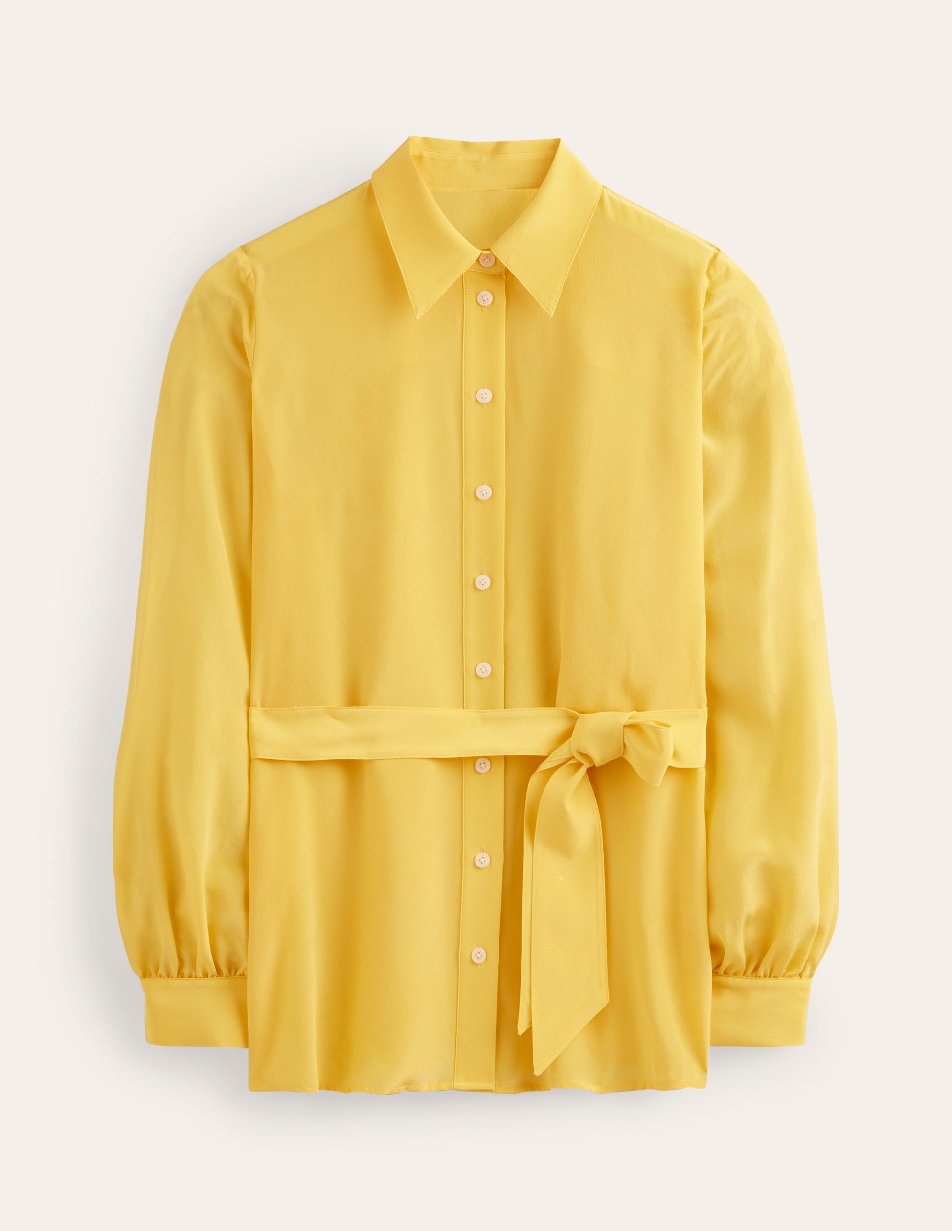 Belted Silk Shirt-Vibrant yellow-5
