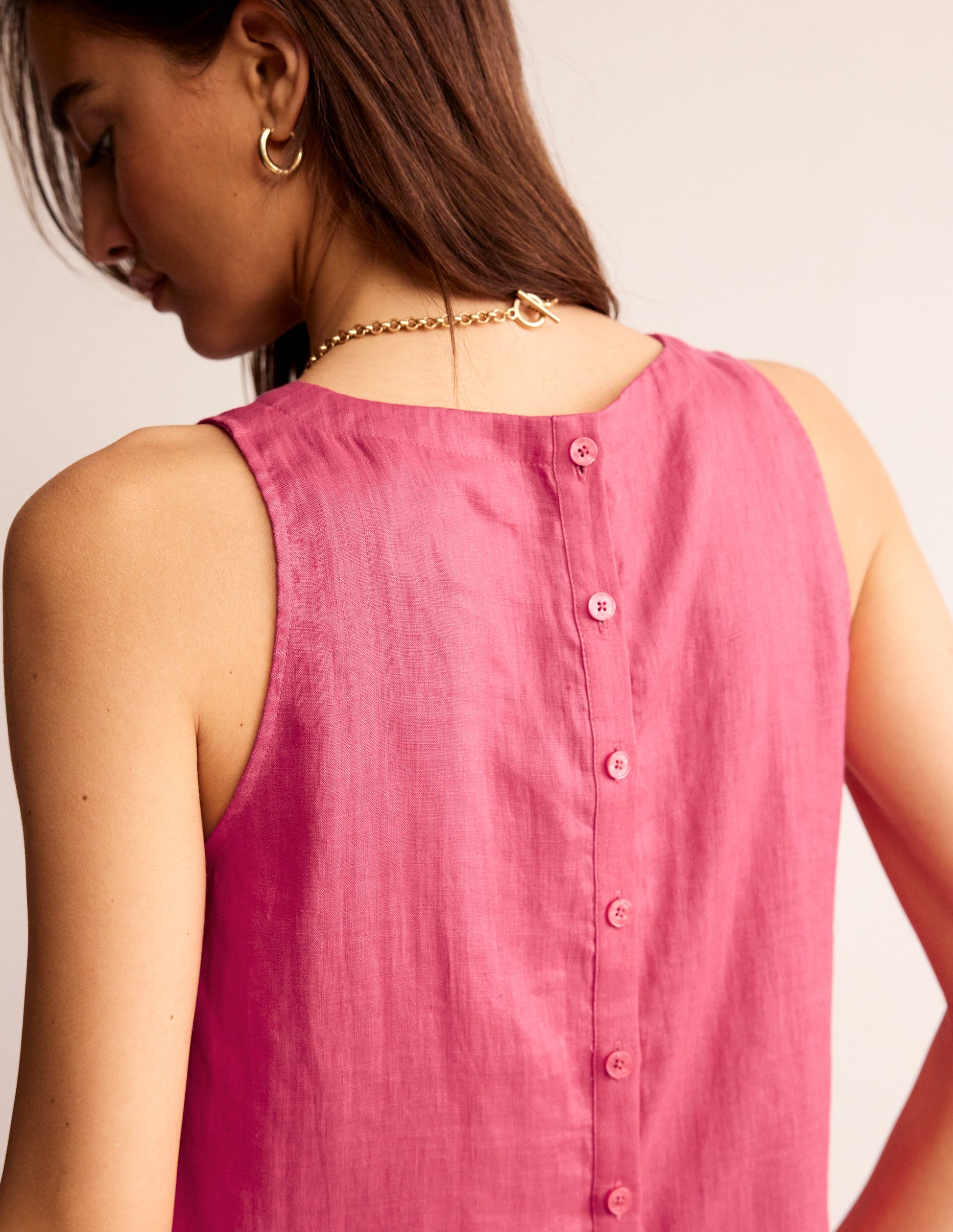 Linen Sleeveless Shell Top-Rethink Pink-2