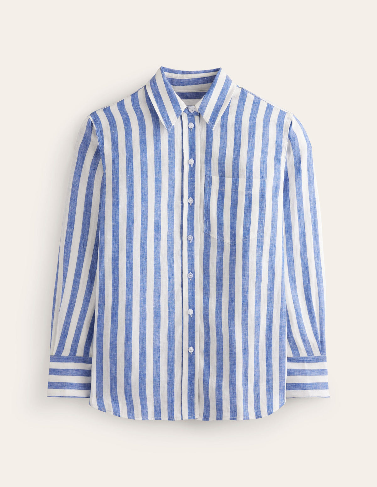 Connie Relaxed Linen Shirt-Cobalt Stripe-7