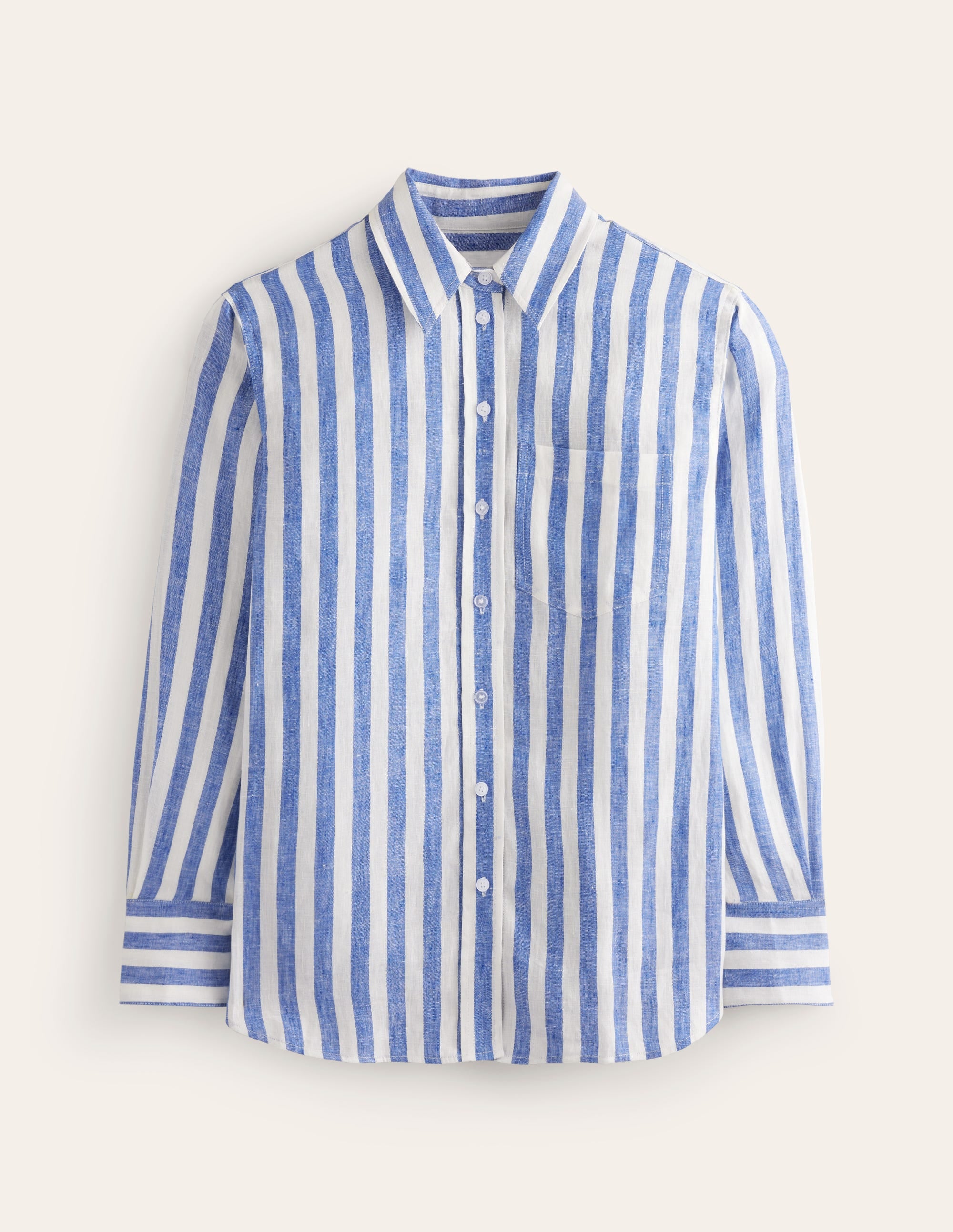 Connie Relaxed Linen Shirt-Cobalt Stripe - Image 7
