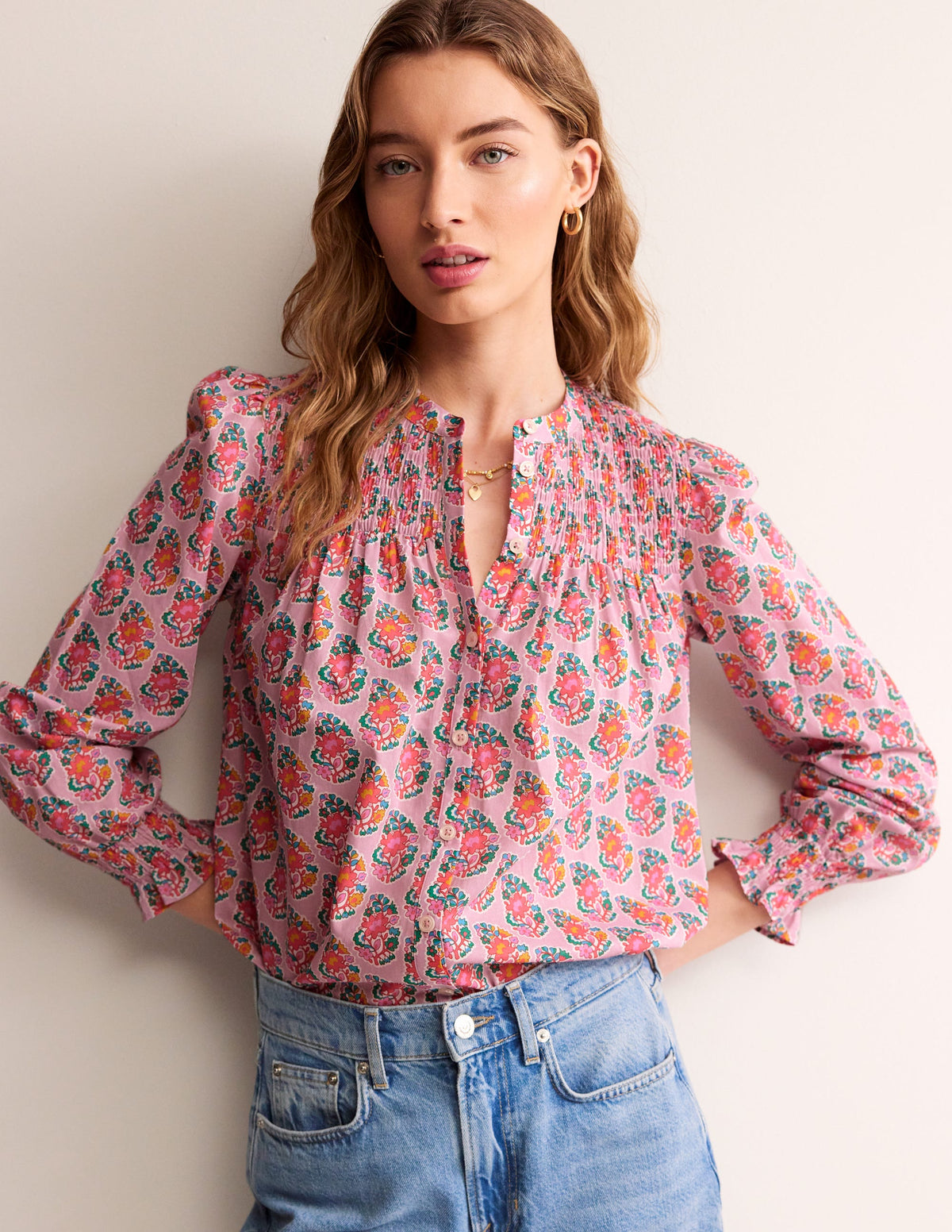 Helena Cotton Blouse-Fragrent Lily, Paisley - Image 4