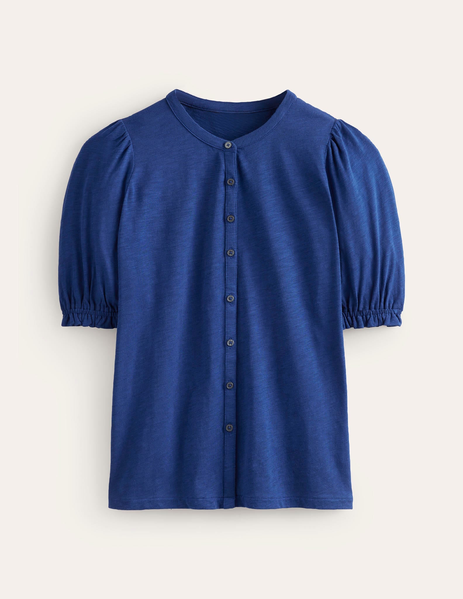 Dolly Puff Sleeve Jersey Shirt-Navy Peony - Image 5