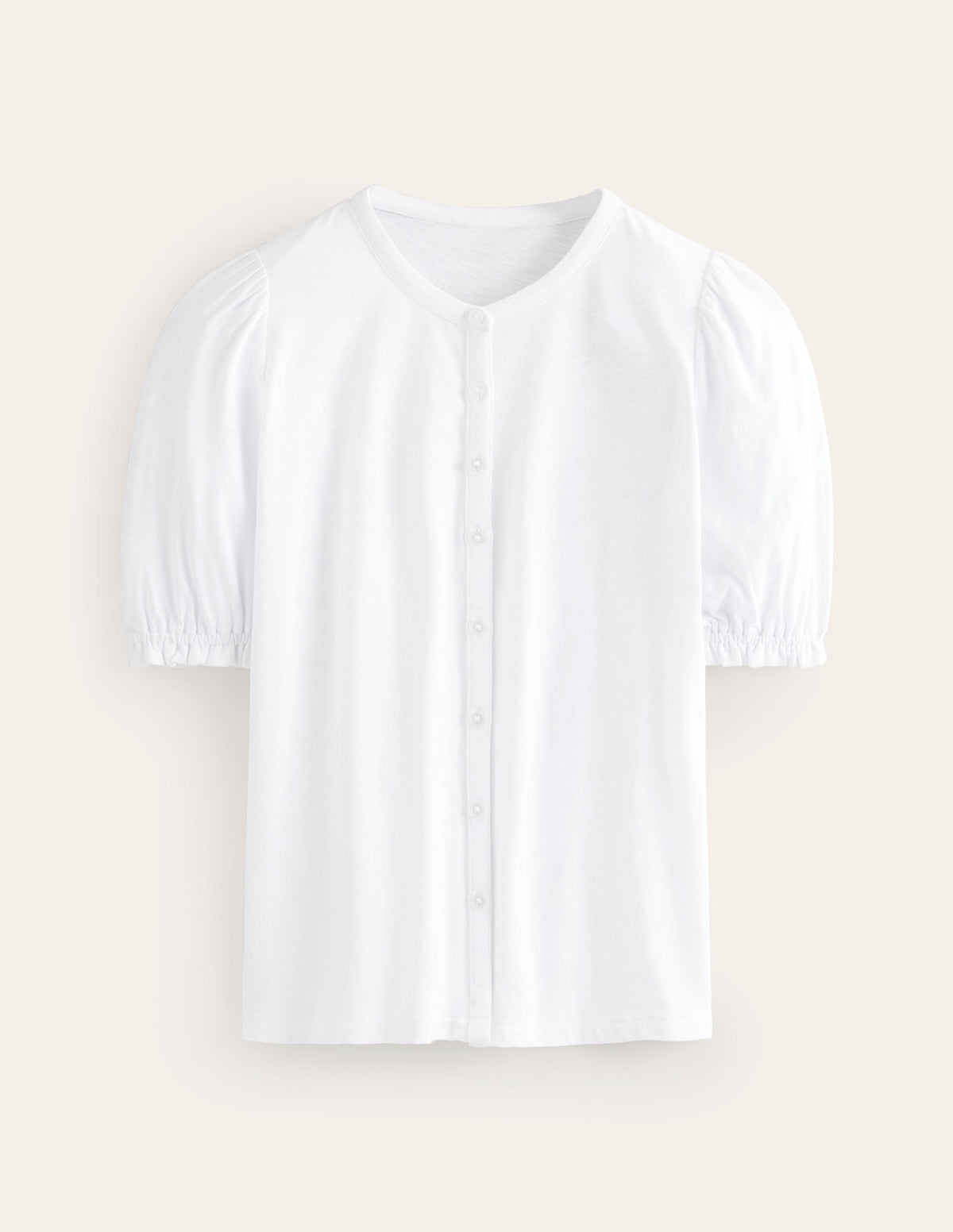 Dolly Puff Sleeve Jersey Shirt-White-5