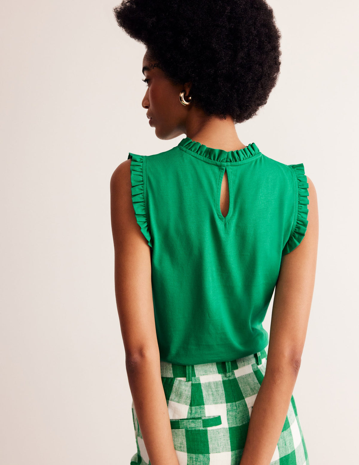 Supersoft Frill Detail Vest-Pepper Green-3