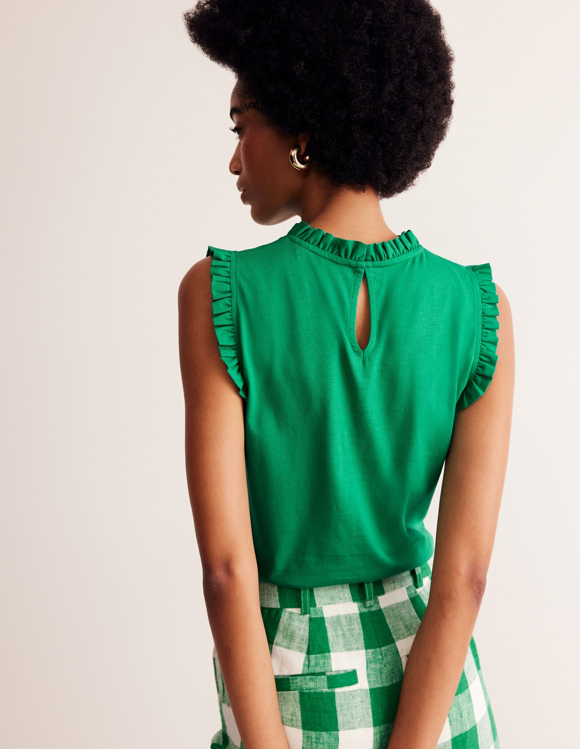 Supersoft Frill Detail Vest-Pepper Green - Image 3