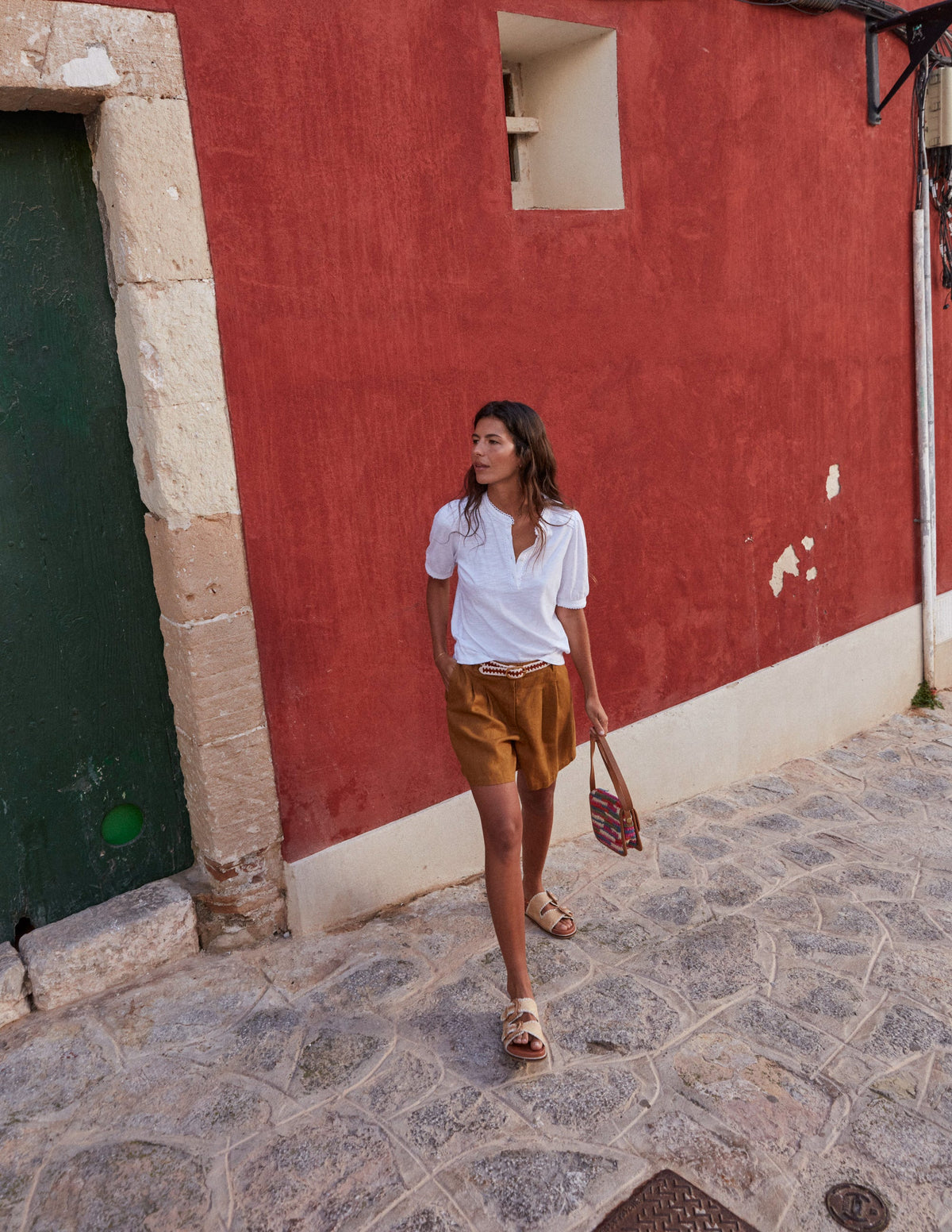 Pintuck Puff Sleeve Henley-White-5