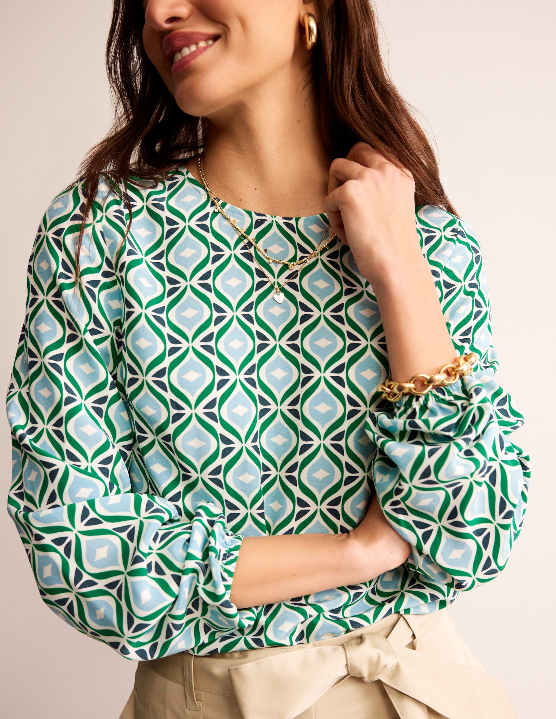 Easy Printed Top-Green Tambourine, Diamond Wave-2