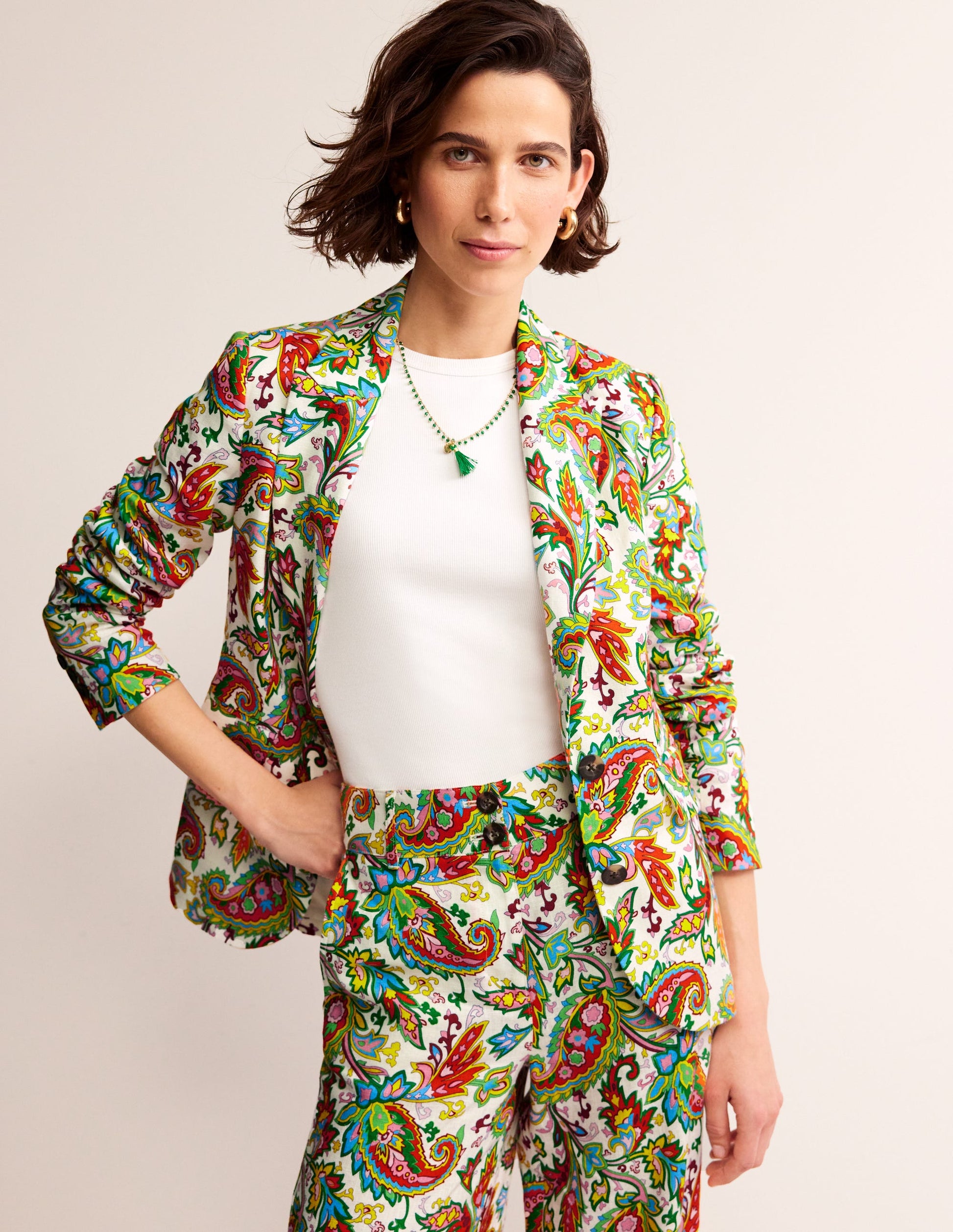 Marylebone Linen Blazer-Ivory, Paisley Azure-1
