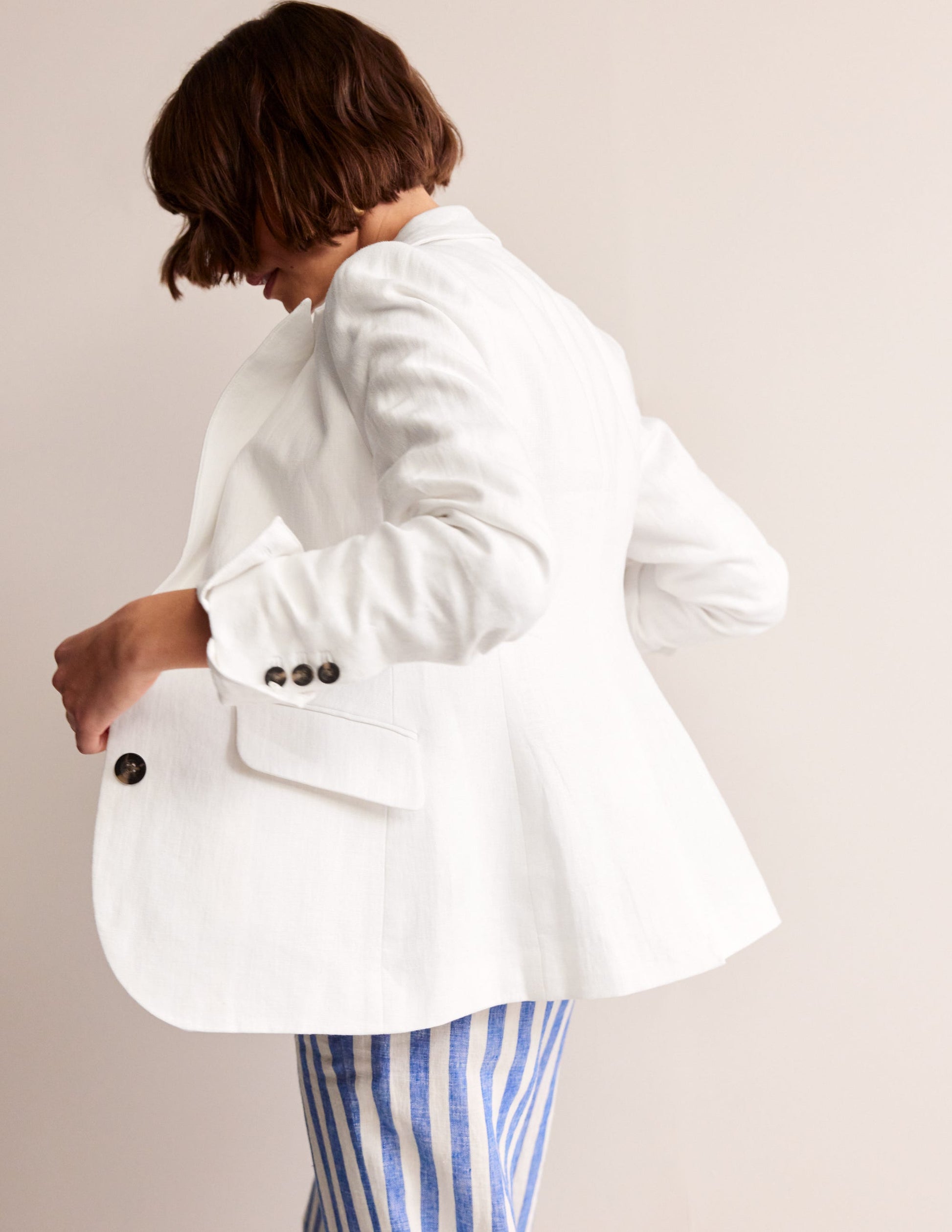 Marylebone Linen Blazer-White-1