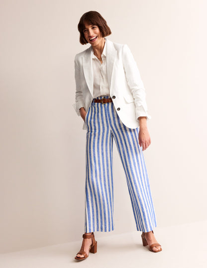 Marylebone Linen Blazer-White-5