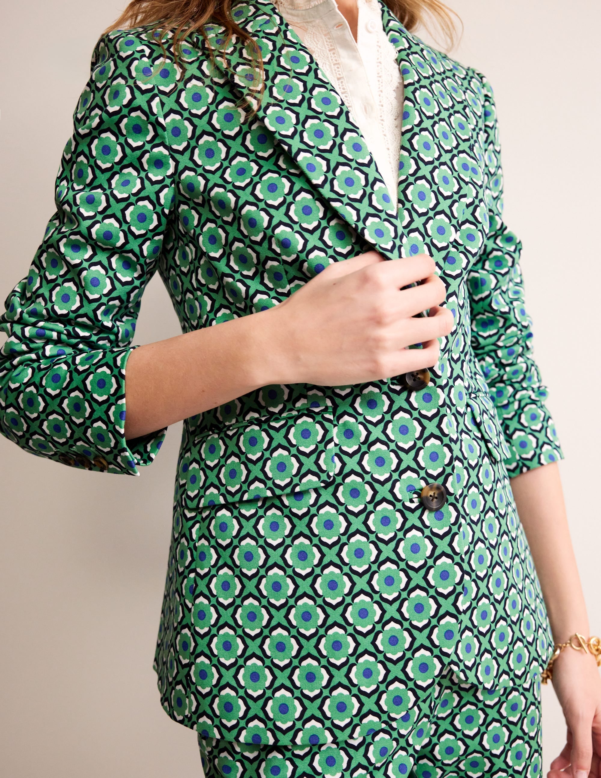 Marylebone Bi-Stretch Blazer-Ming Green, Geo Pome - Image 2