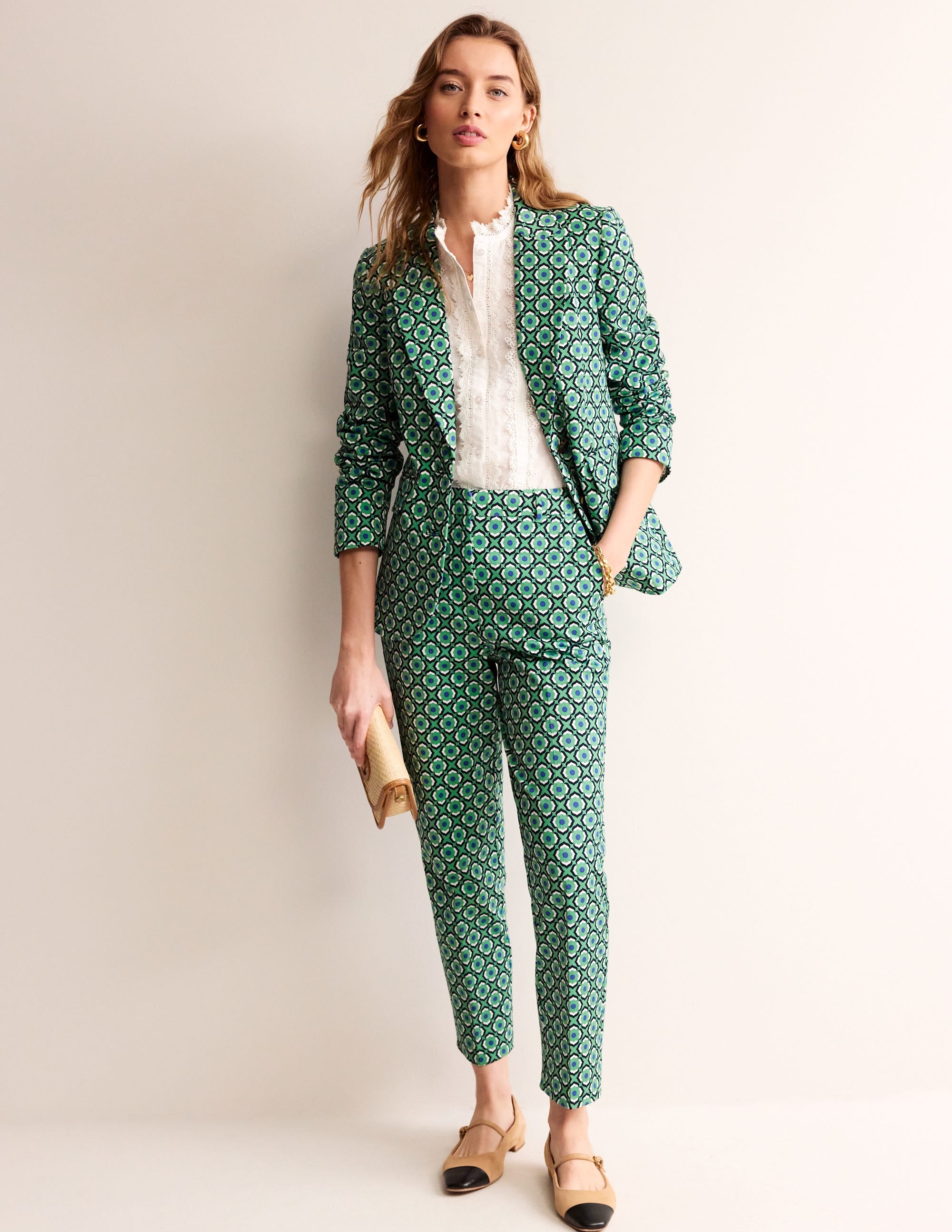 Marylebone Bi-Stretch Blazer-Ming Green, Geo Pome - Image 5