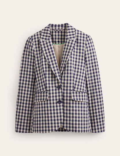 Marylebone Bi-stretch Blazer-Gingham-5