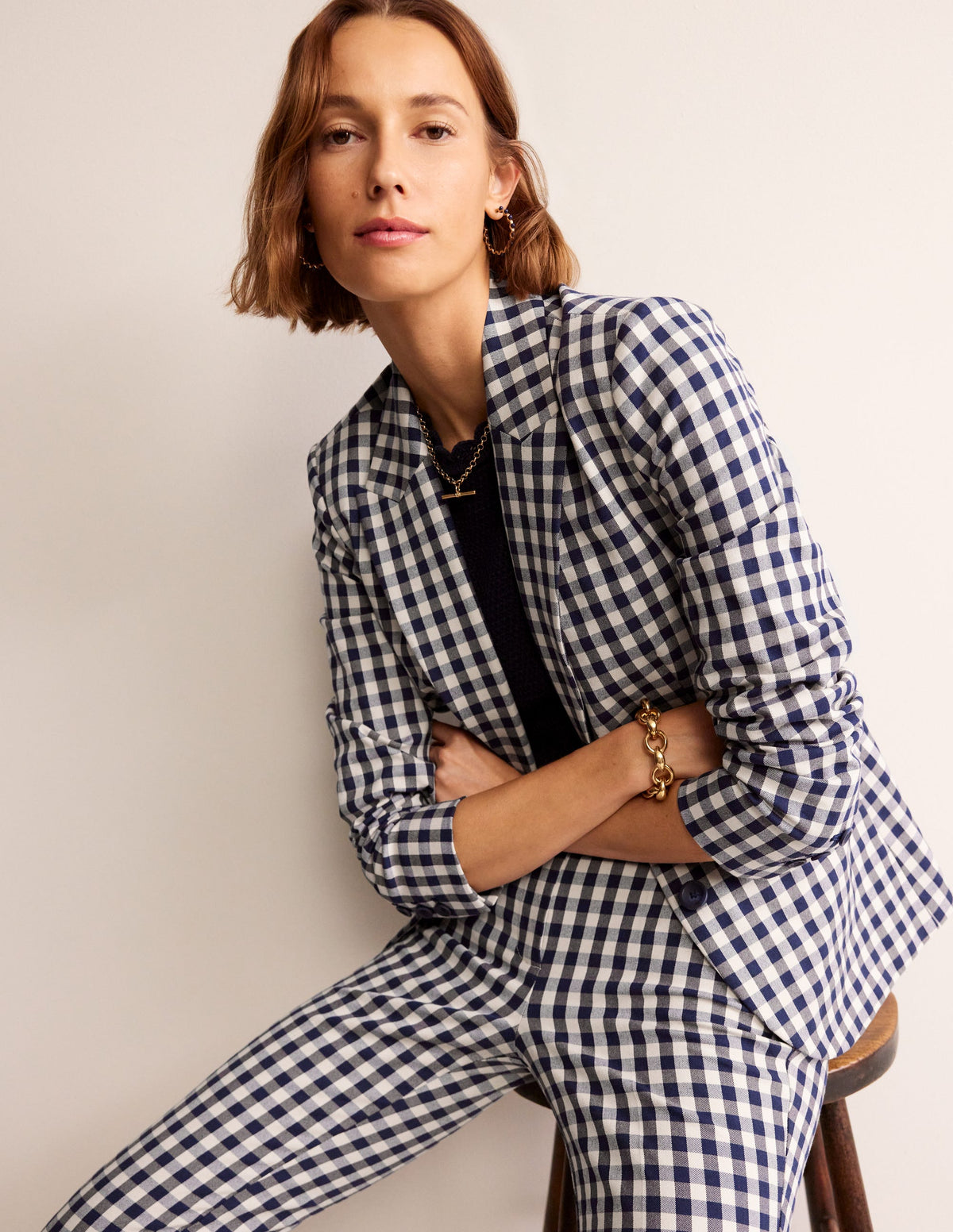 Marylebone Bi-stretch Blazer-Gingham - Image 1