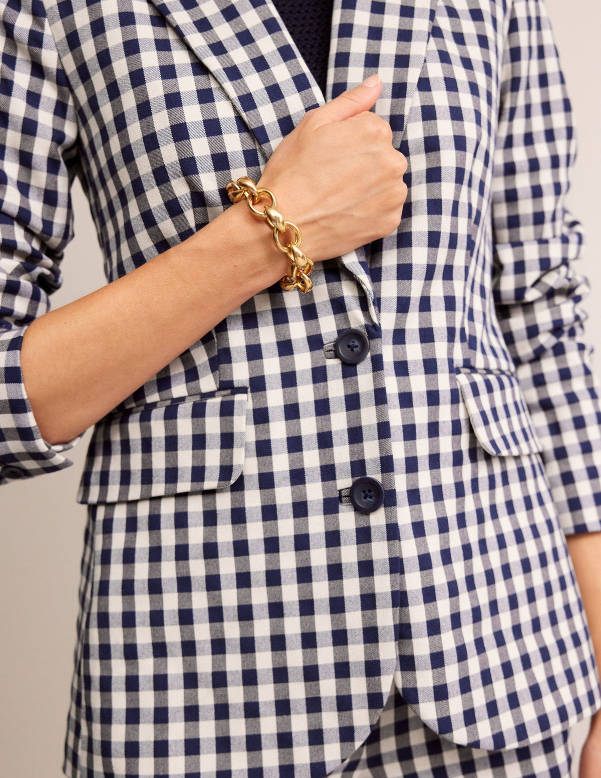Marylebone Bi-stretch Blazer-Gingham - Image 2
