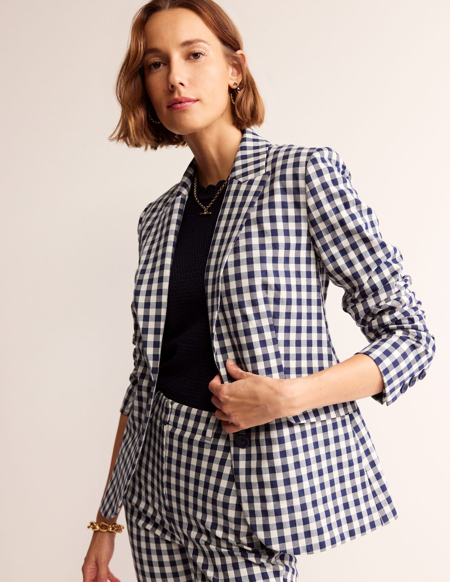 Marylebone Bi-stretch Blazer-Gingham