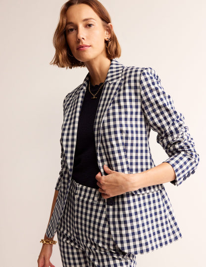 Marylebone Bi-stretch Blazer-Gingham-4