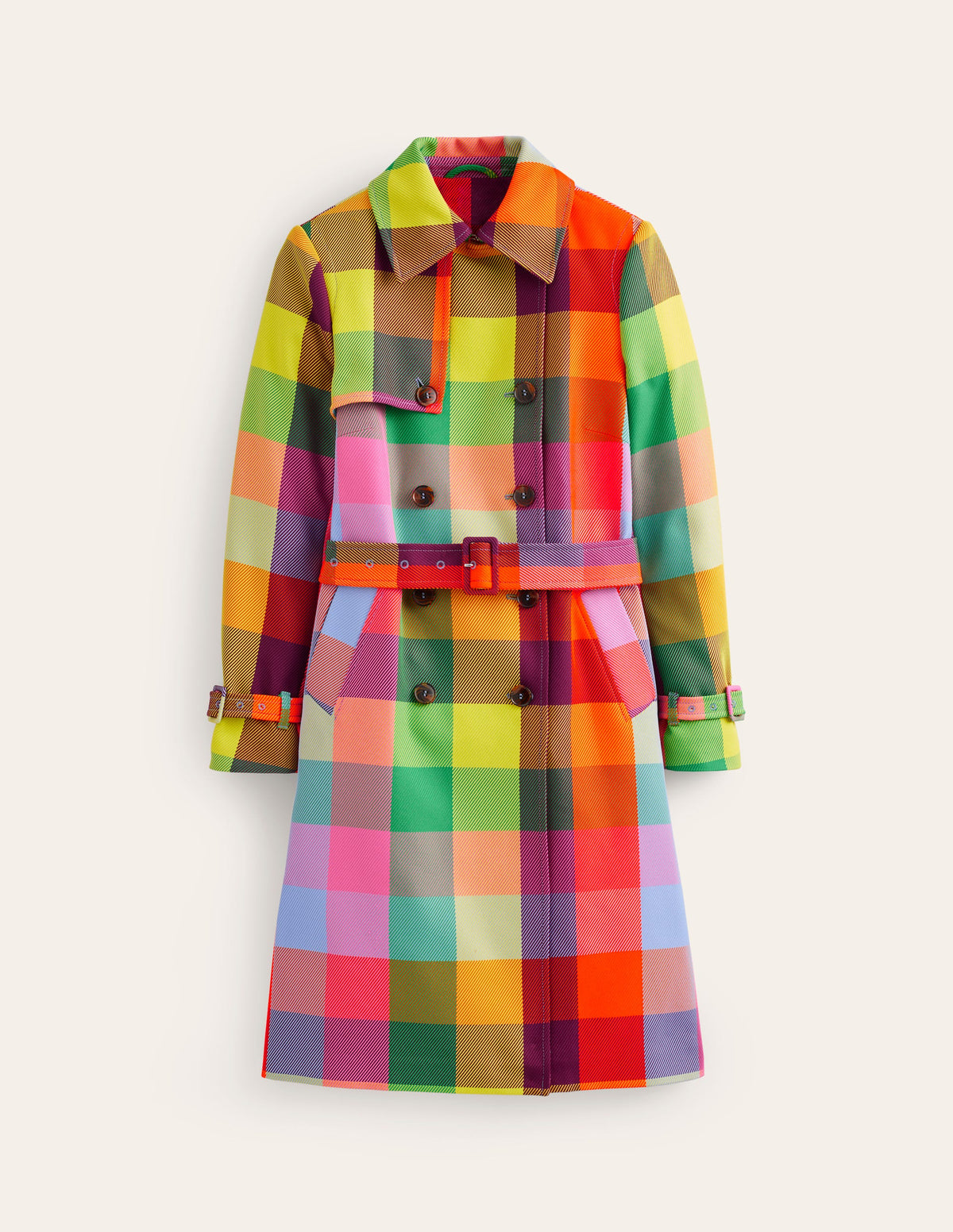 Neon Belted Trench Coat-Check - Image 7