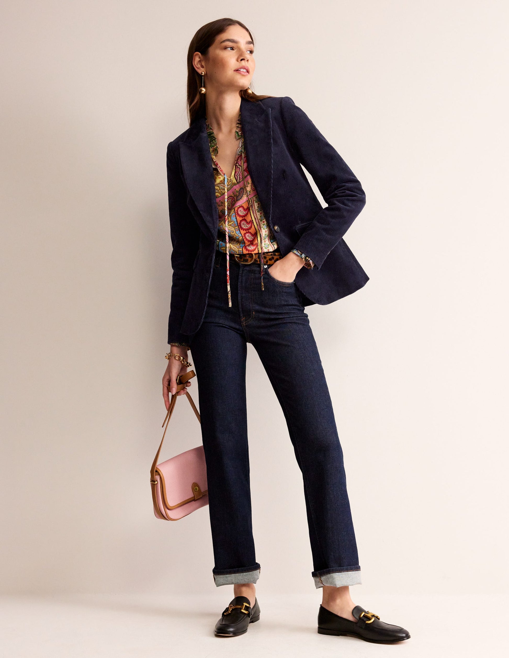 Marylebone Cord Blazer-Navy-5