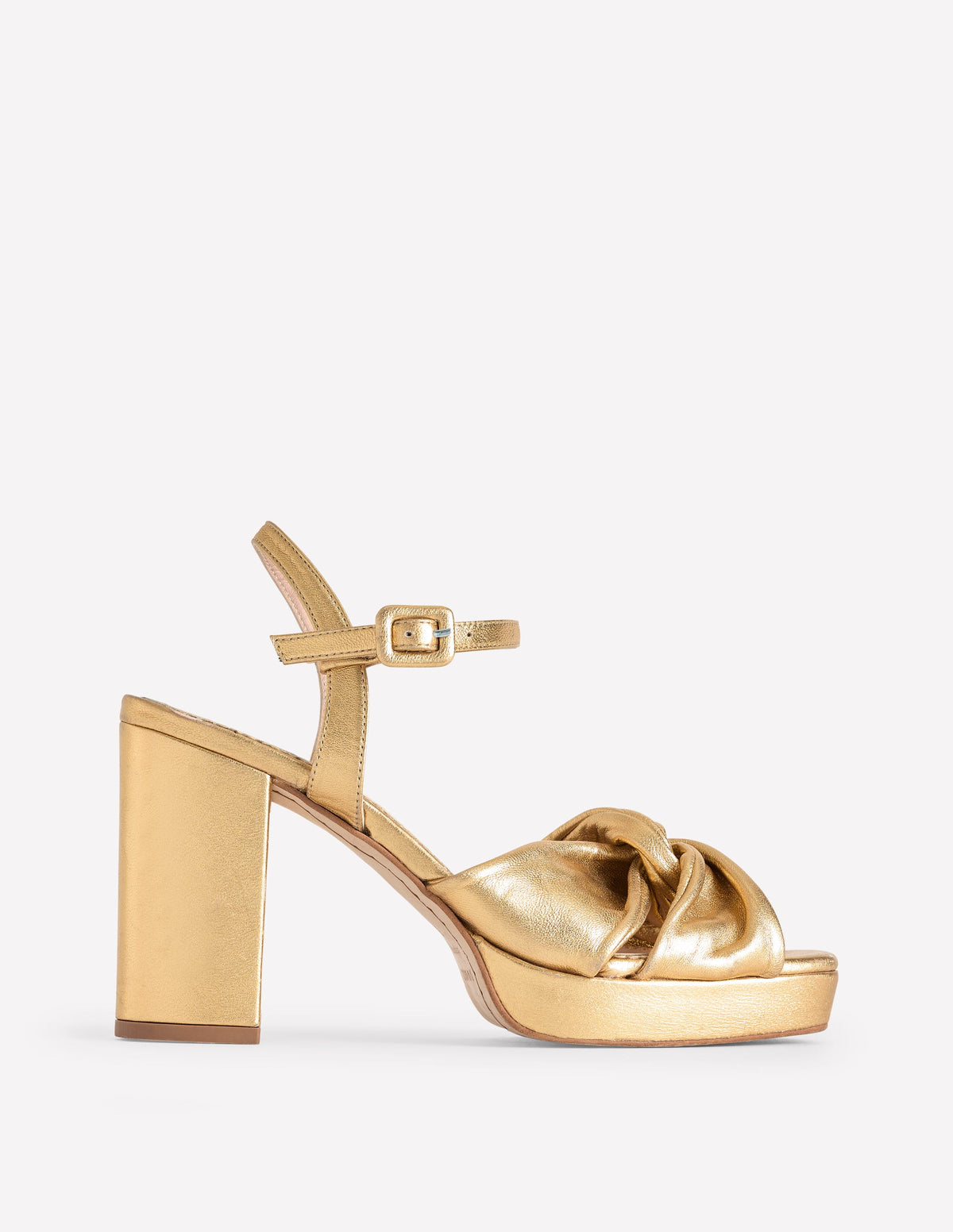 Twist-Front Heeled Platforms-Gold Metallic - Image 2