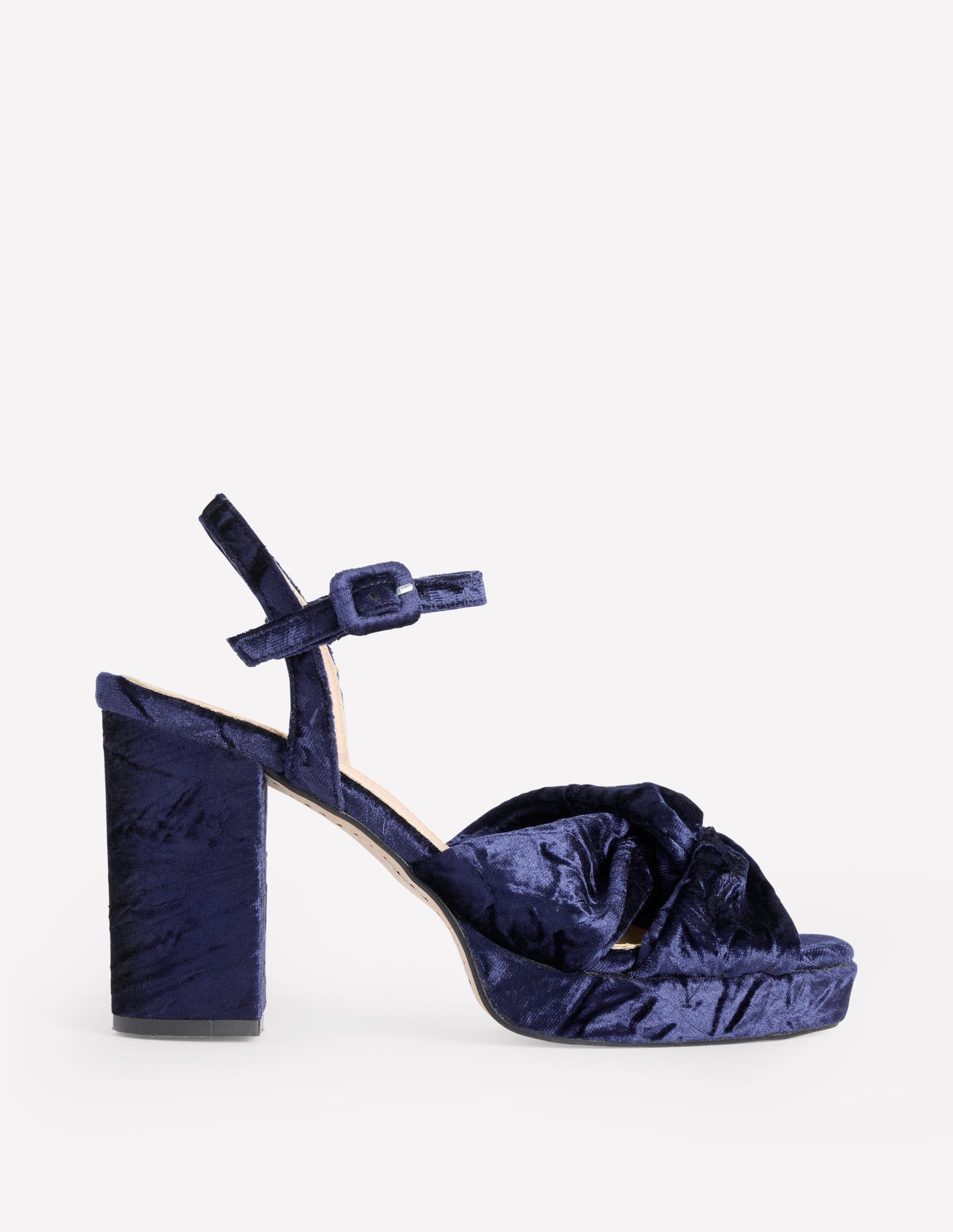 Twist-Front Heeled Platforms-Navy Velvet-2