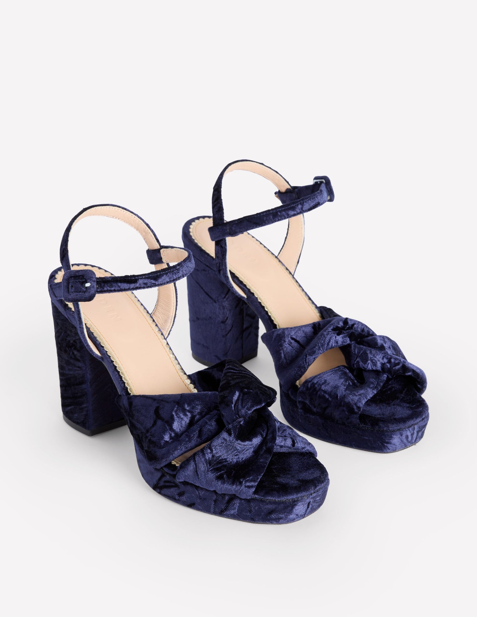 Twist-Front Heeled Platforms-Navy Velvet-3