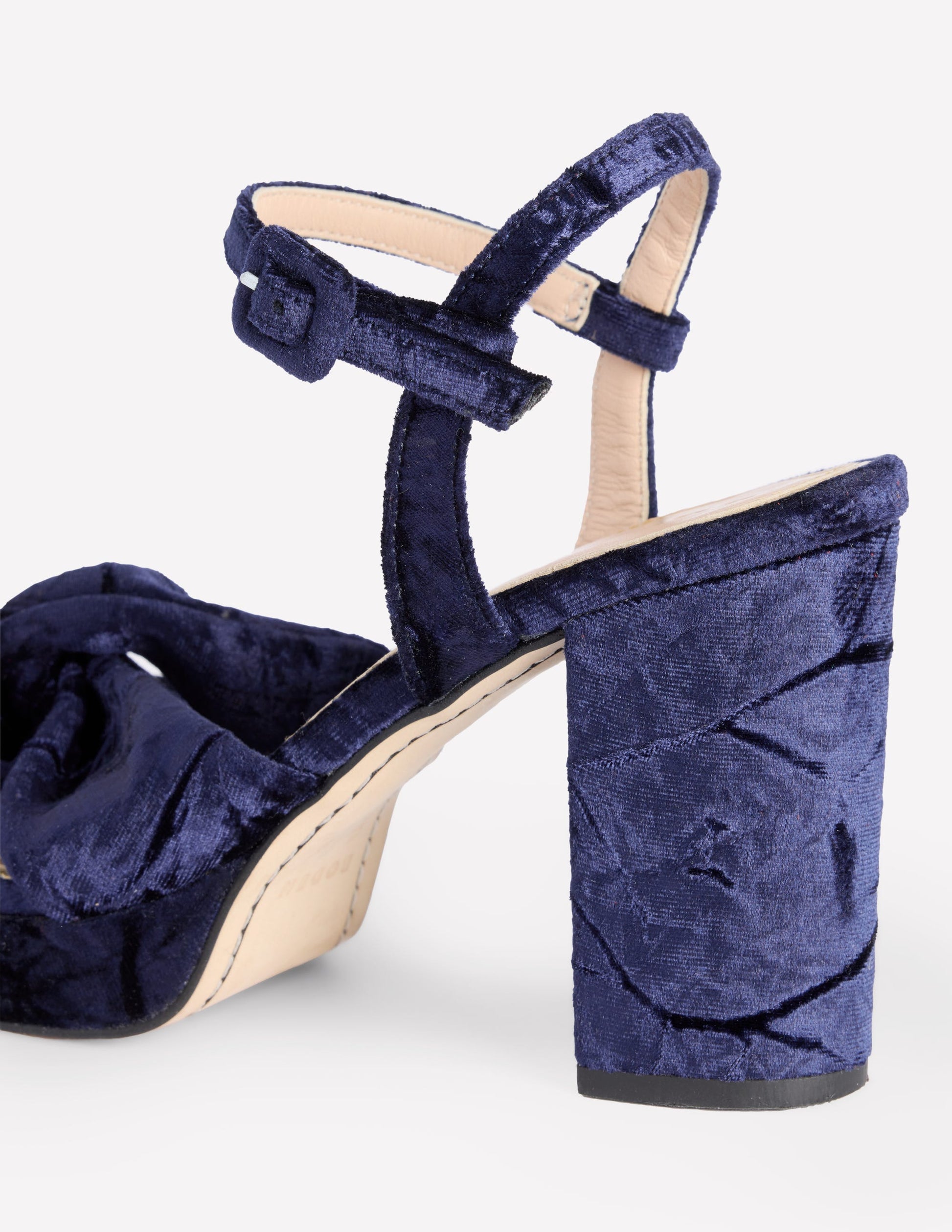 Twist-Front Heeled Platforms-Navy Velvet-4