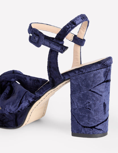 Twist-Front Heeled Platforms-Navy Velvet-4