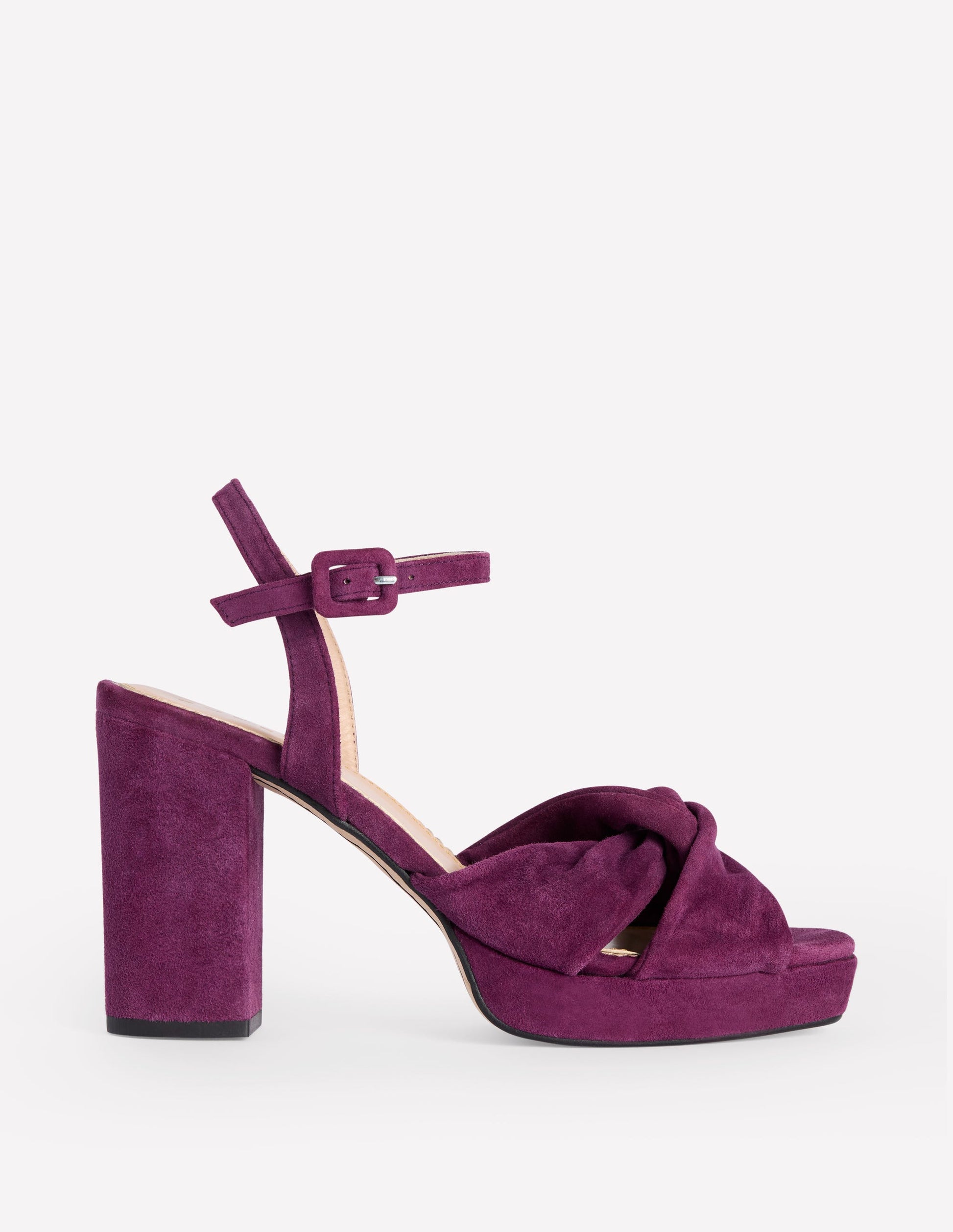 Twist-Front Heeled Platforms-Damson Suede-2